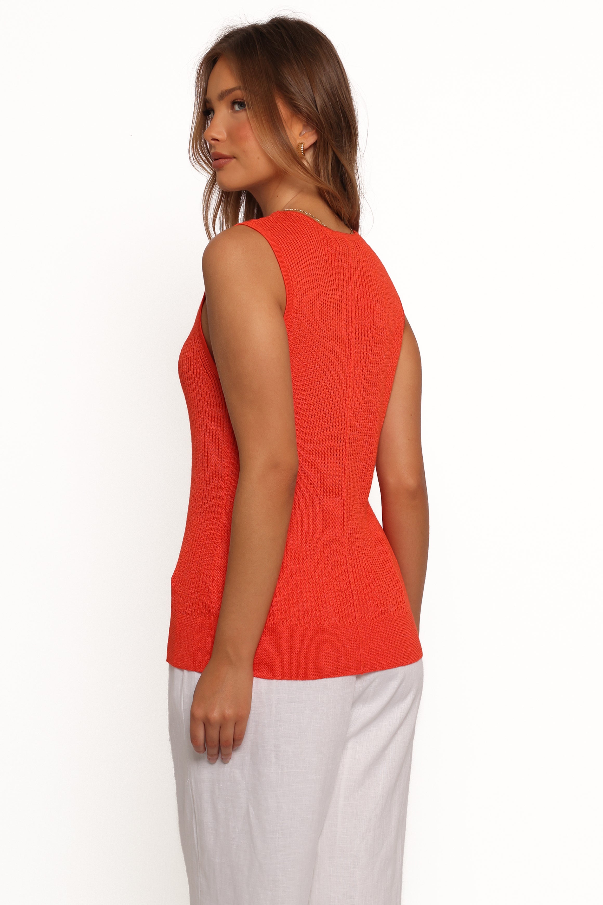 TOPS Parma Knit Vest Top - Blood Orange
