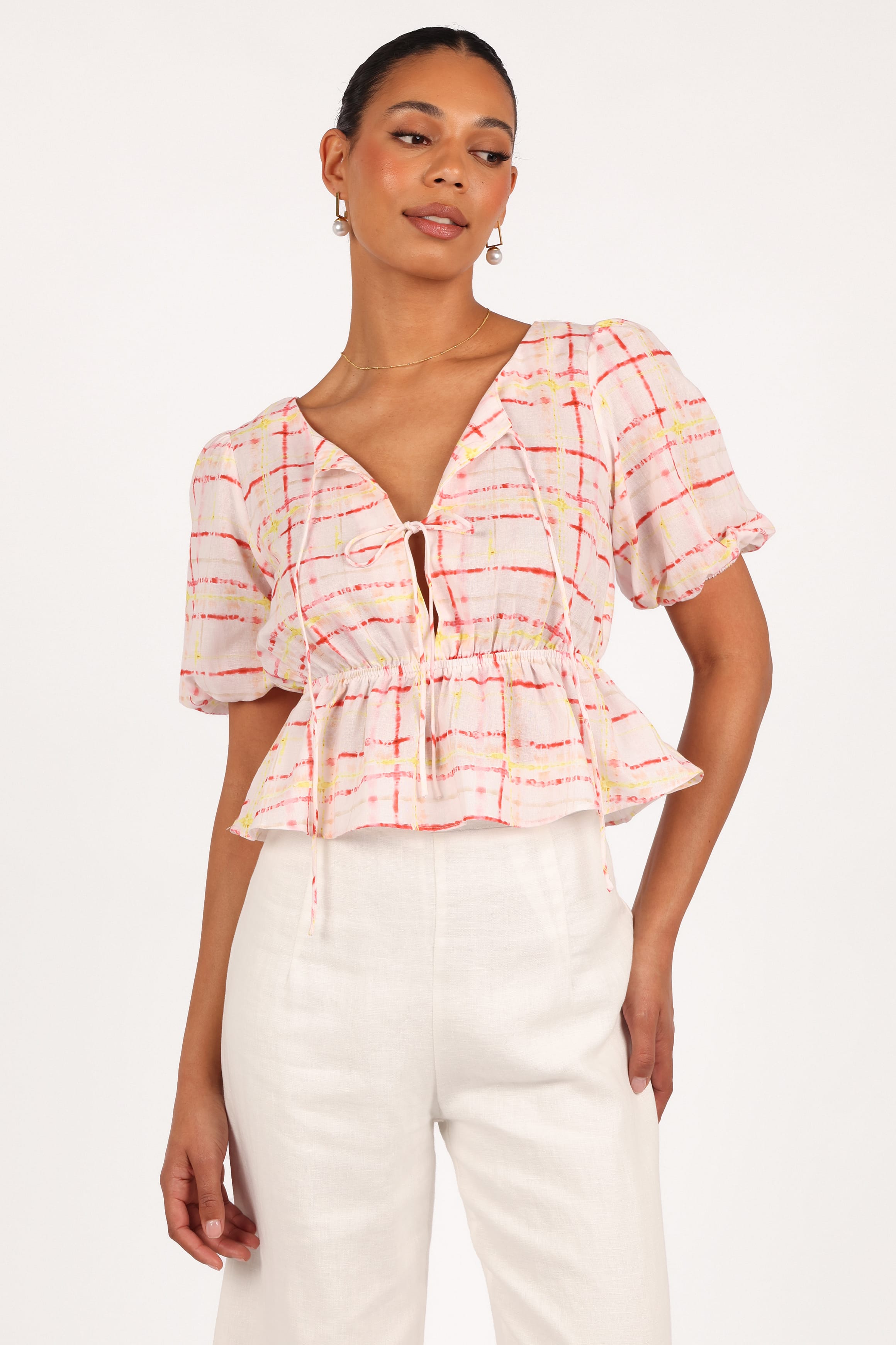 TOPS Pippi Top - Sunset Check
