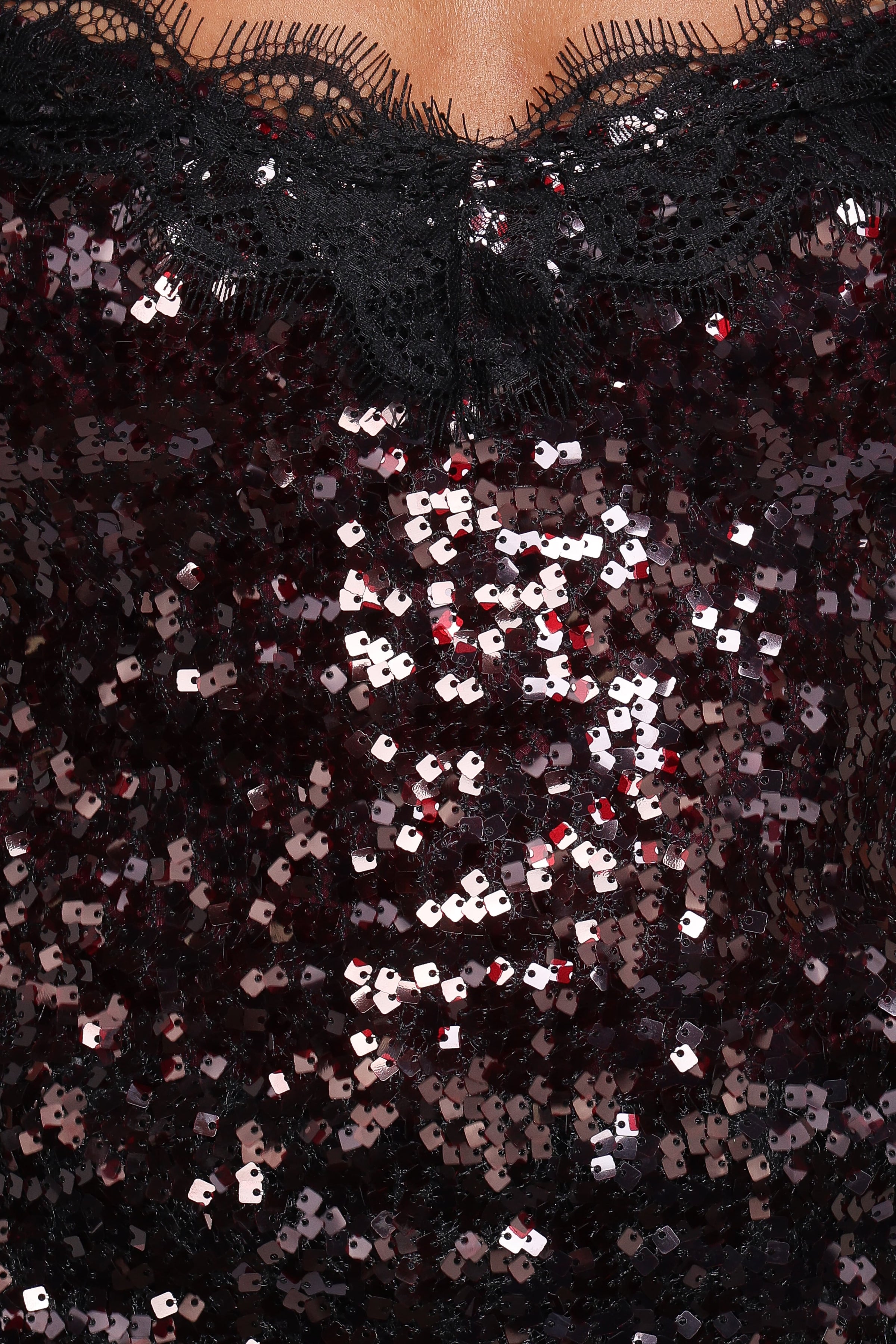 TOPS Pixie Lace And Sequins Cami - Burgundy