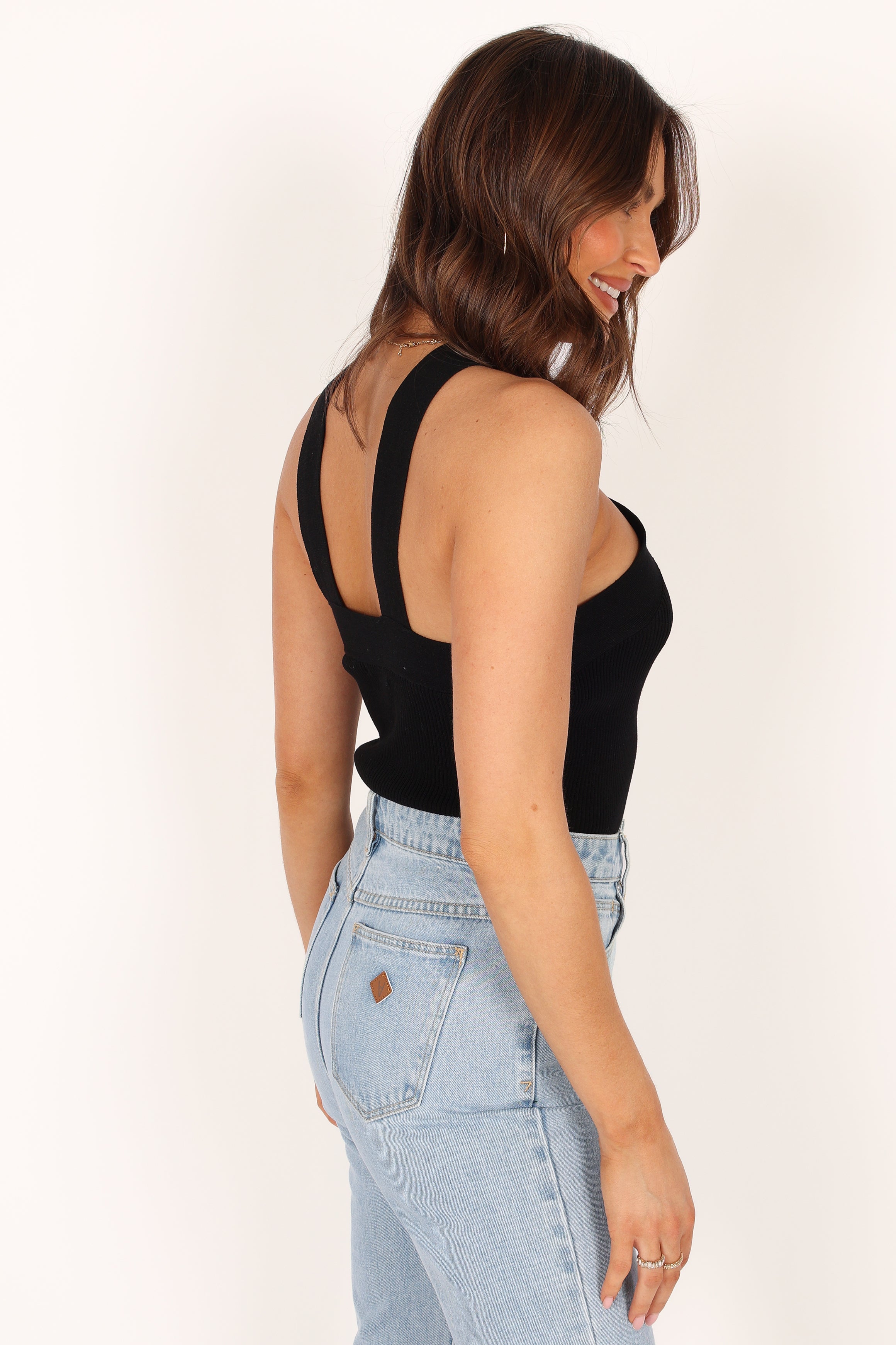 TOPS @Pollie Knit Top - Black