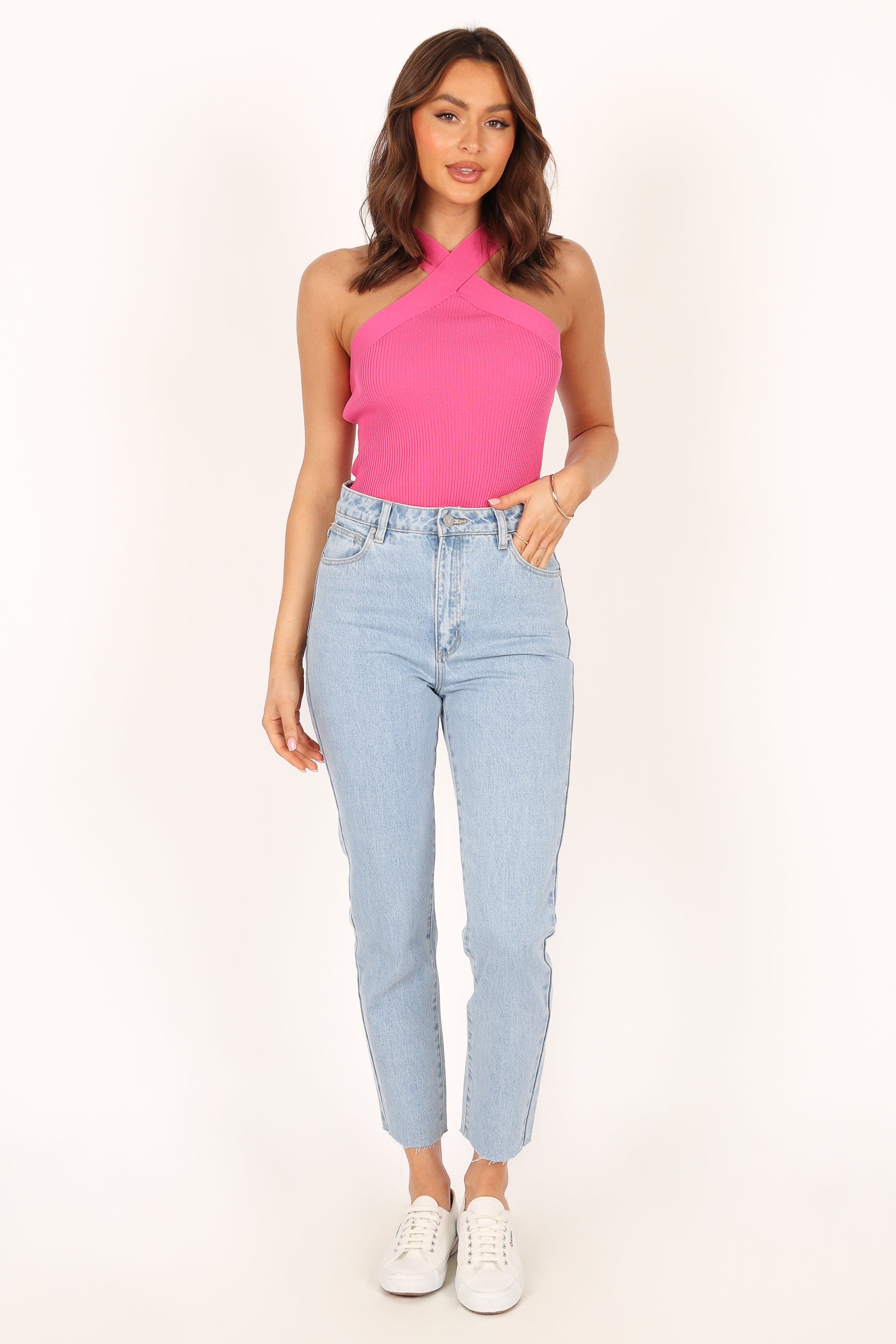 TOPS @Pollie Knit Top - Bubblegum