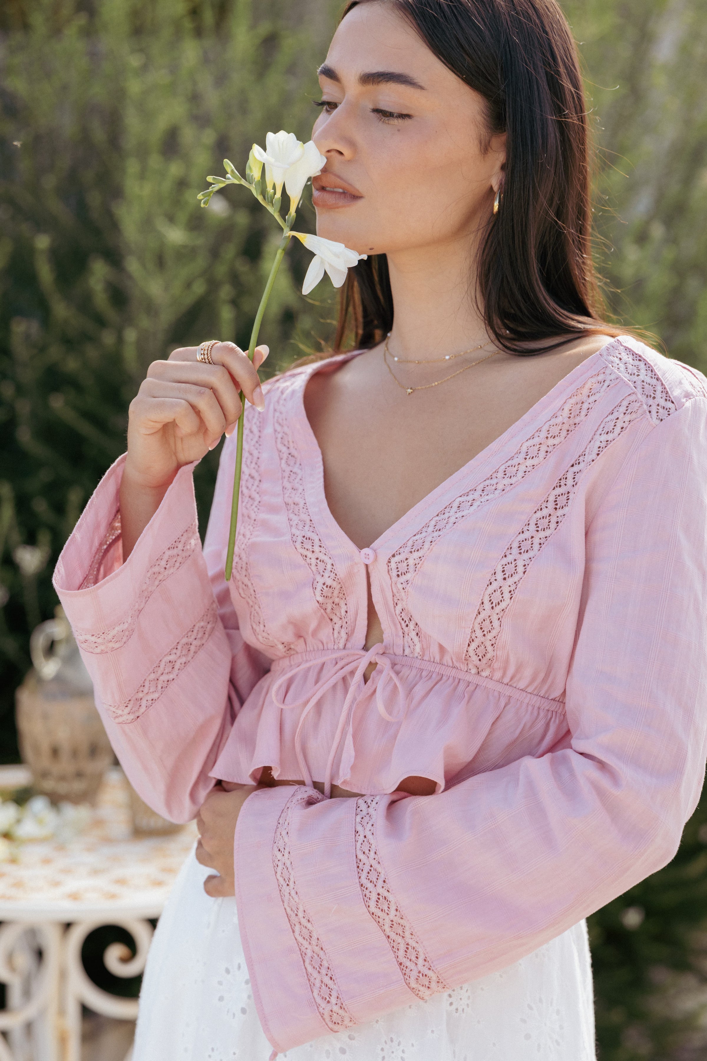 TOPS Reed Long Sleeve Top - Pink