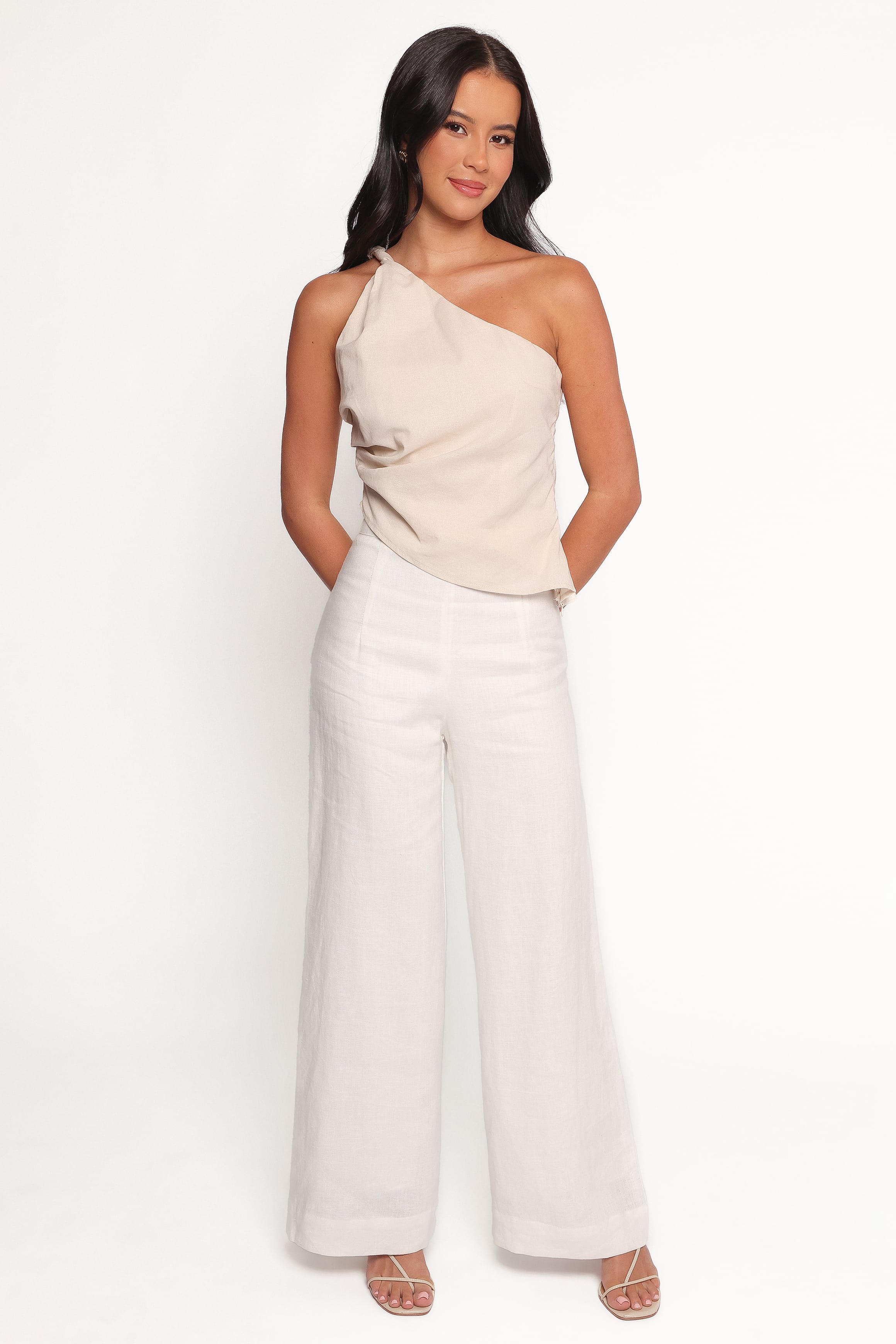 TOPS Rima One Shoulder Top - Oatmeal