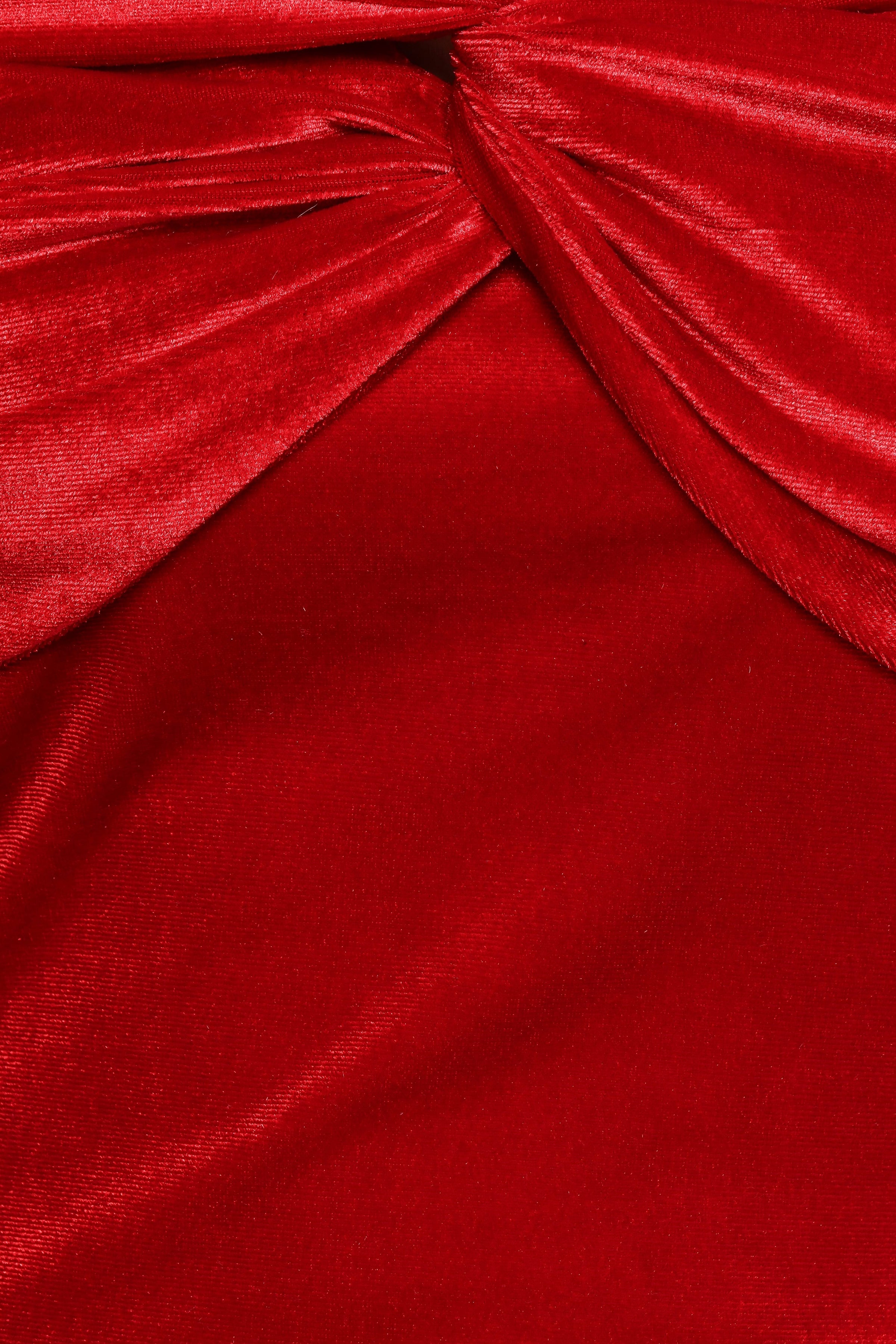 TOPS Rita Velvet Off Shoulder Top - Red