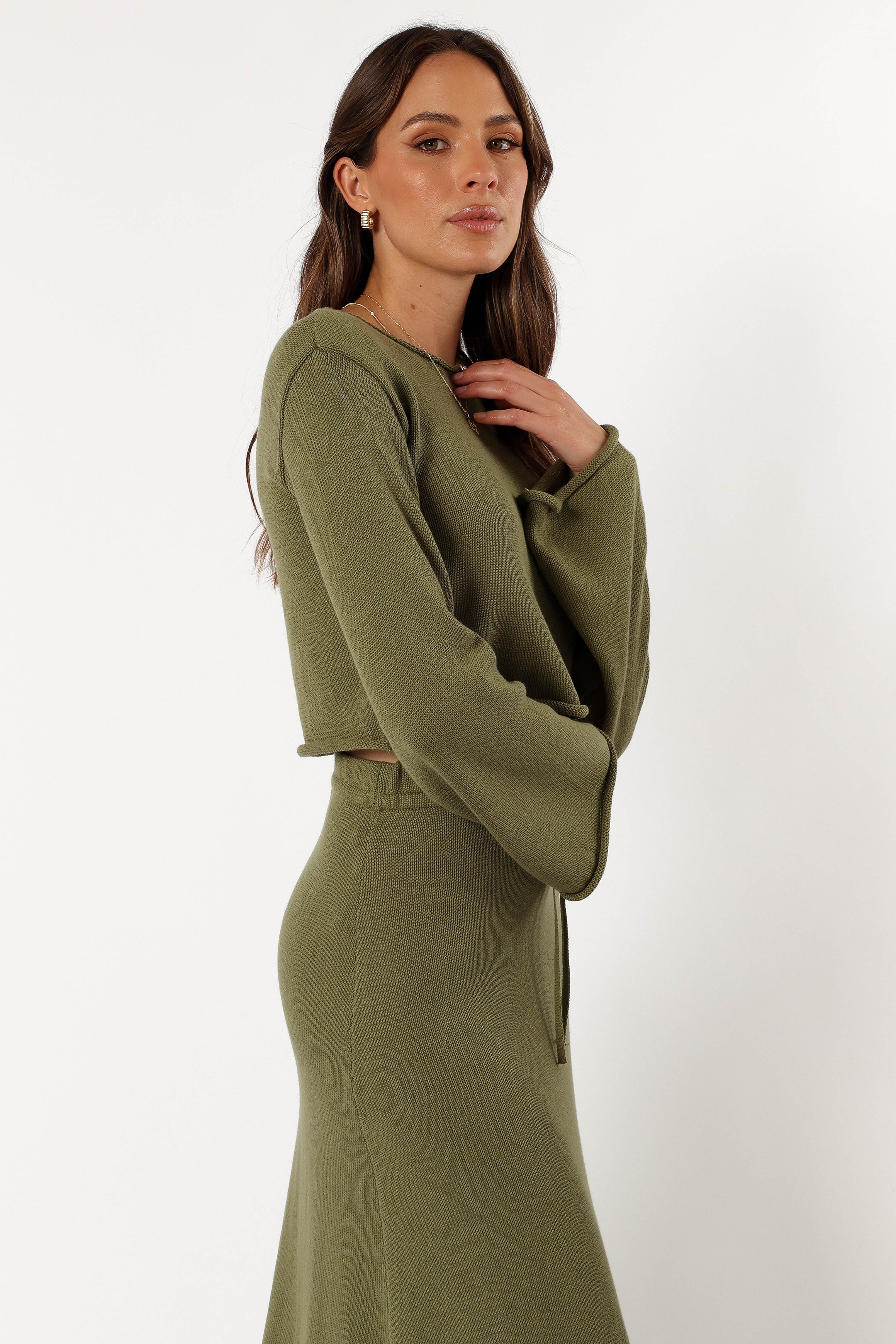 TOPS Rooney Knit Jumper - Olive (Hold for Cool Beginnings)