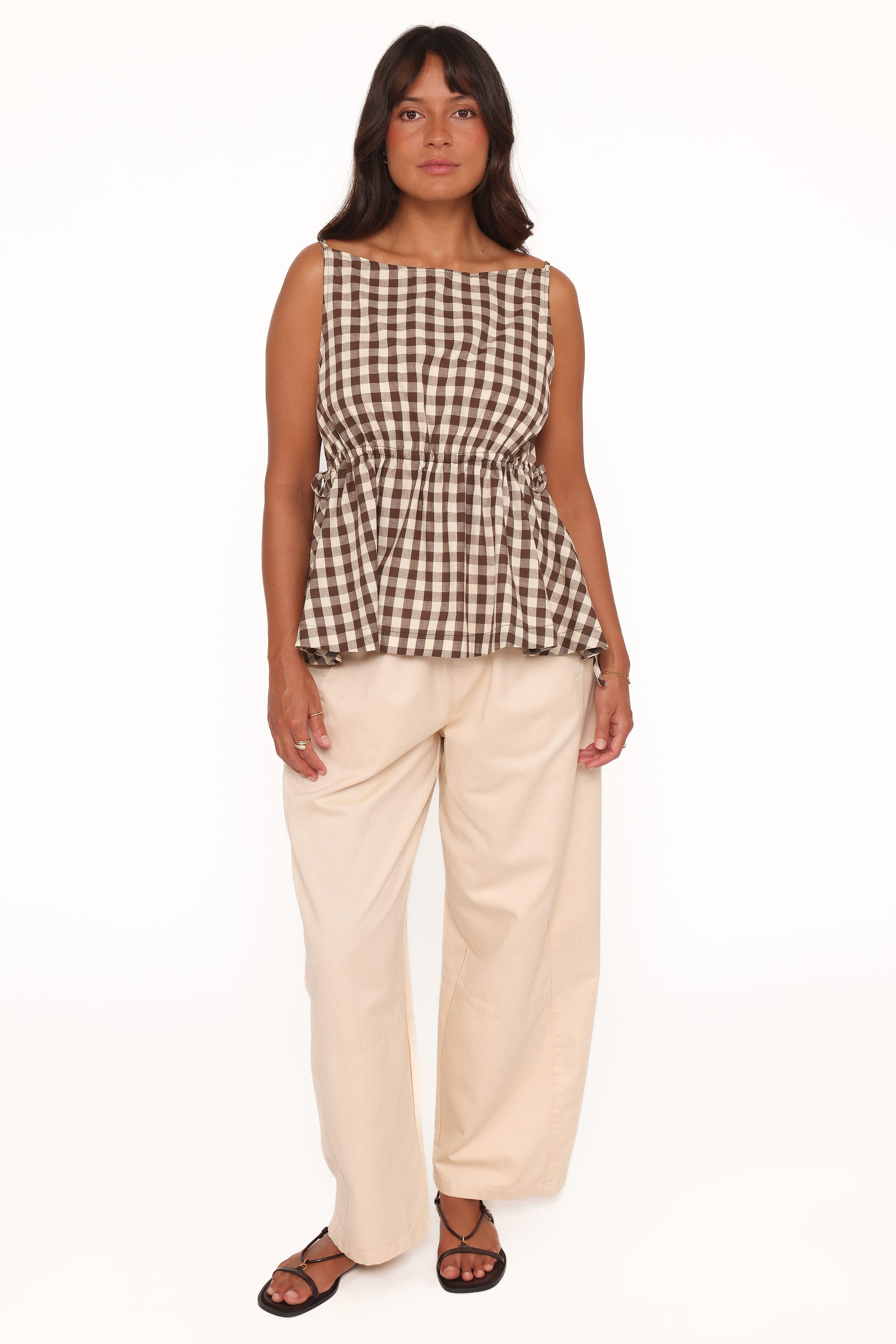 TOPS Rory Top - Brown Gingham