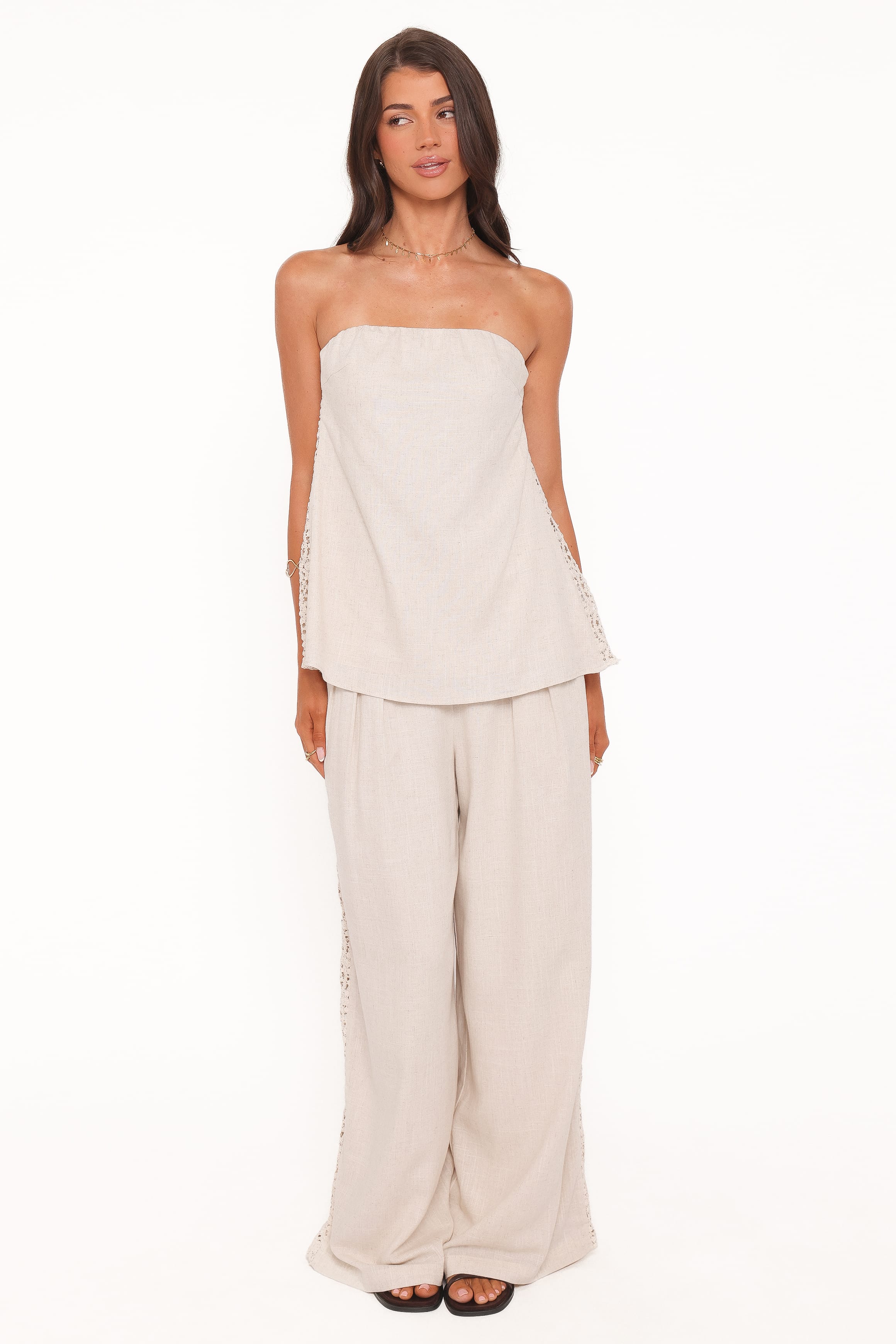 TOPS Rosemarie Strapless Top - Beige Lace