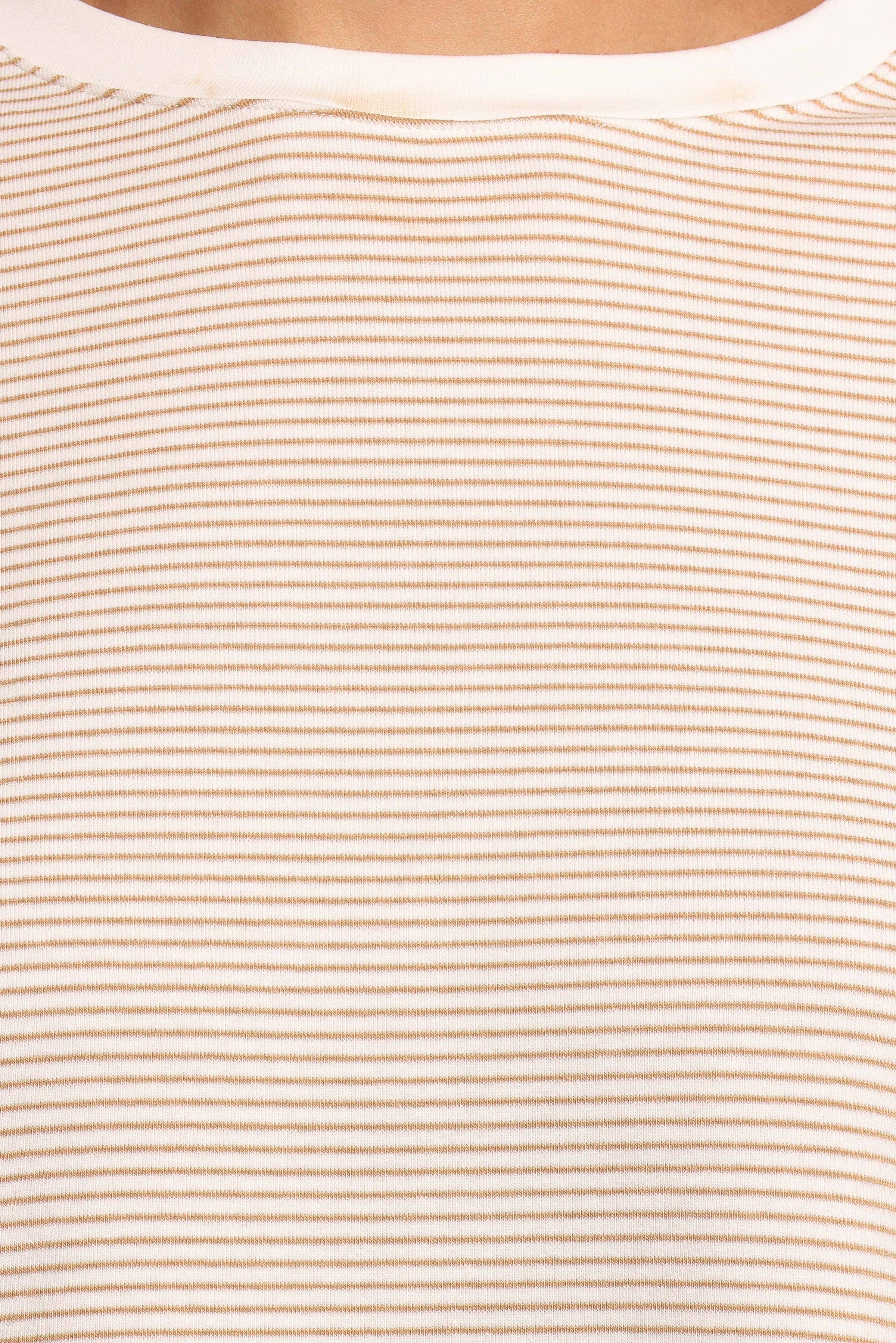 TOPS Ruva Long Sleeve Tee - Beige White Stripe