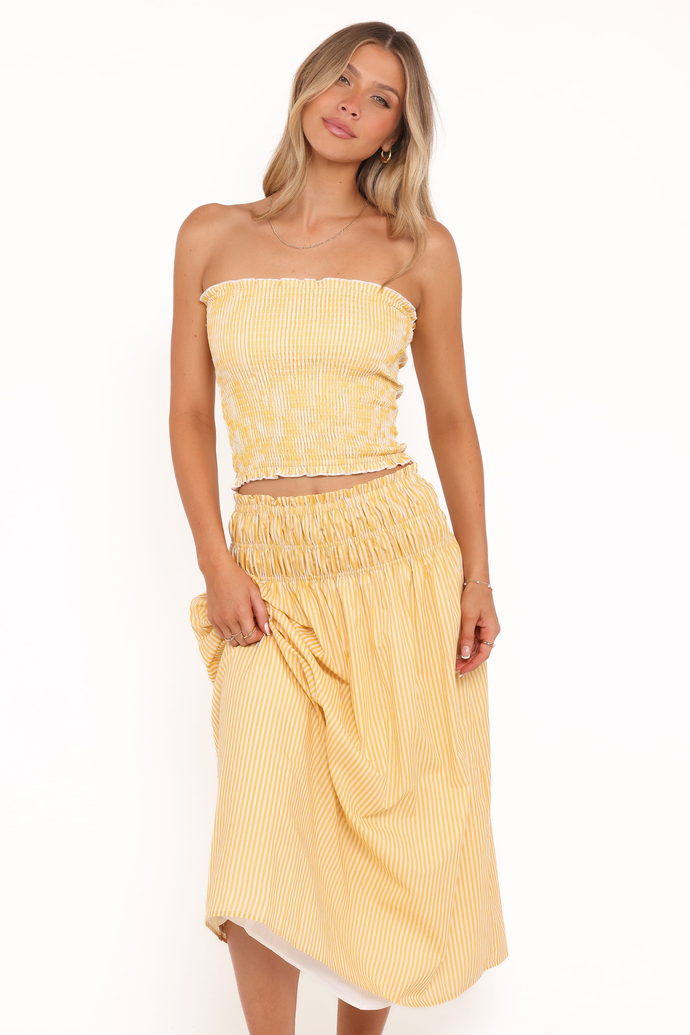 TOPS Salome Strapless Top - Mango Stripe