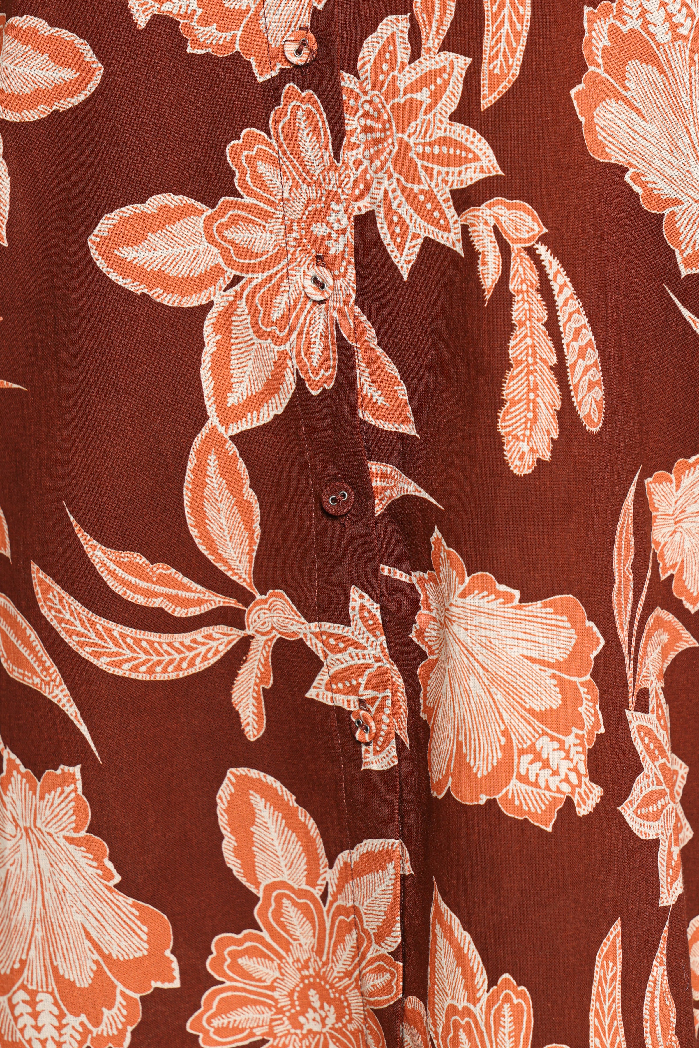 TOPS Samira Short Sleeve Shirt - Orange Floral