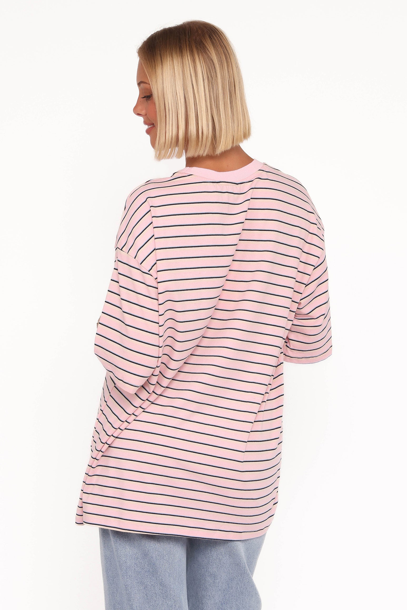 TOPS Sardines Tee - Pink Stripe