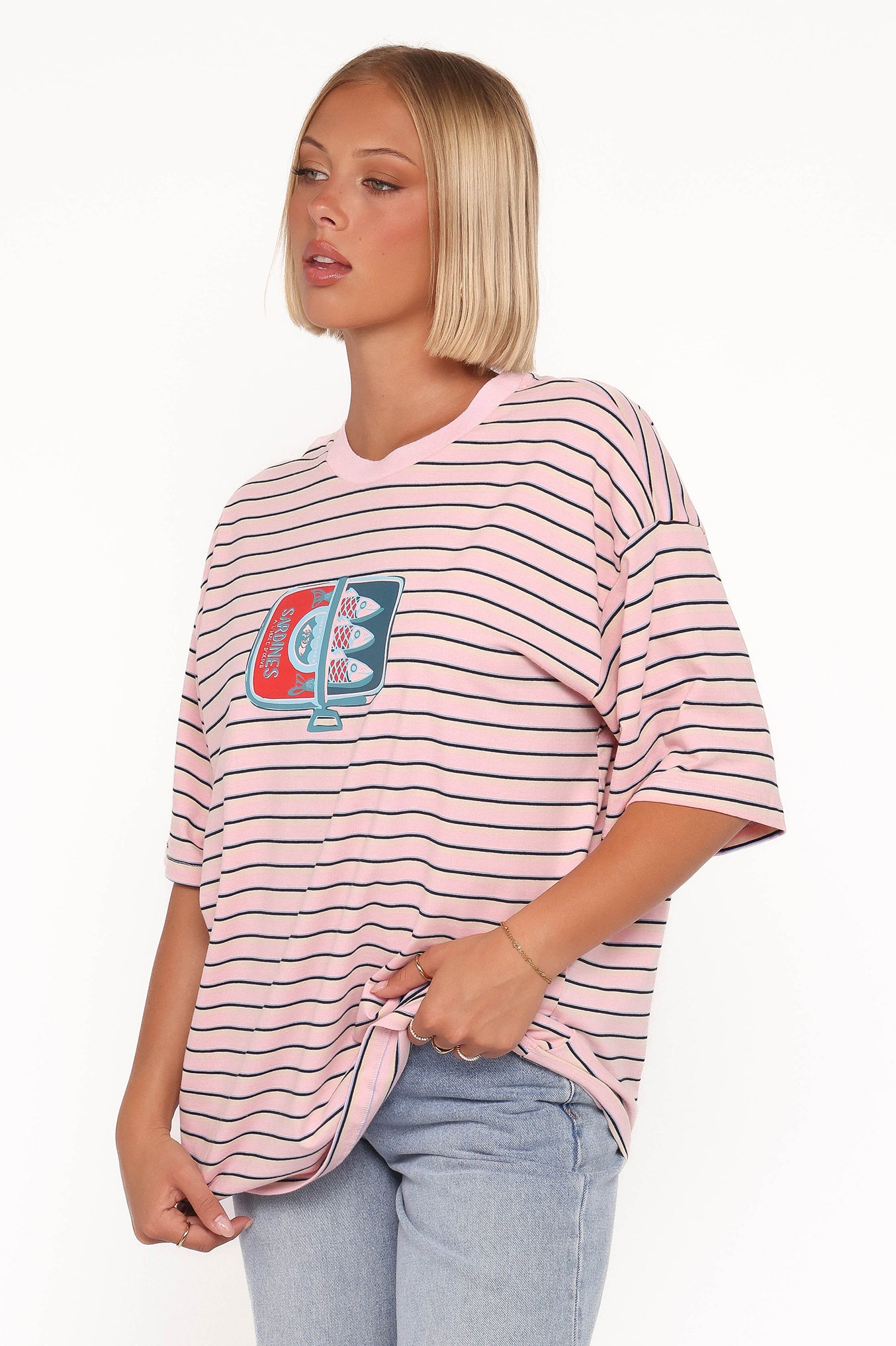 TOPS Sardines Tee - Pink Stripe
