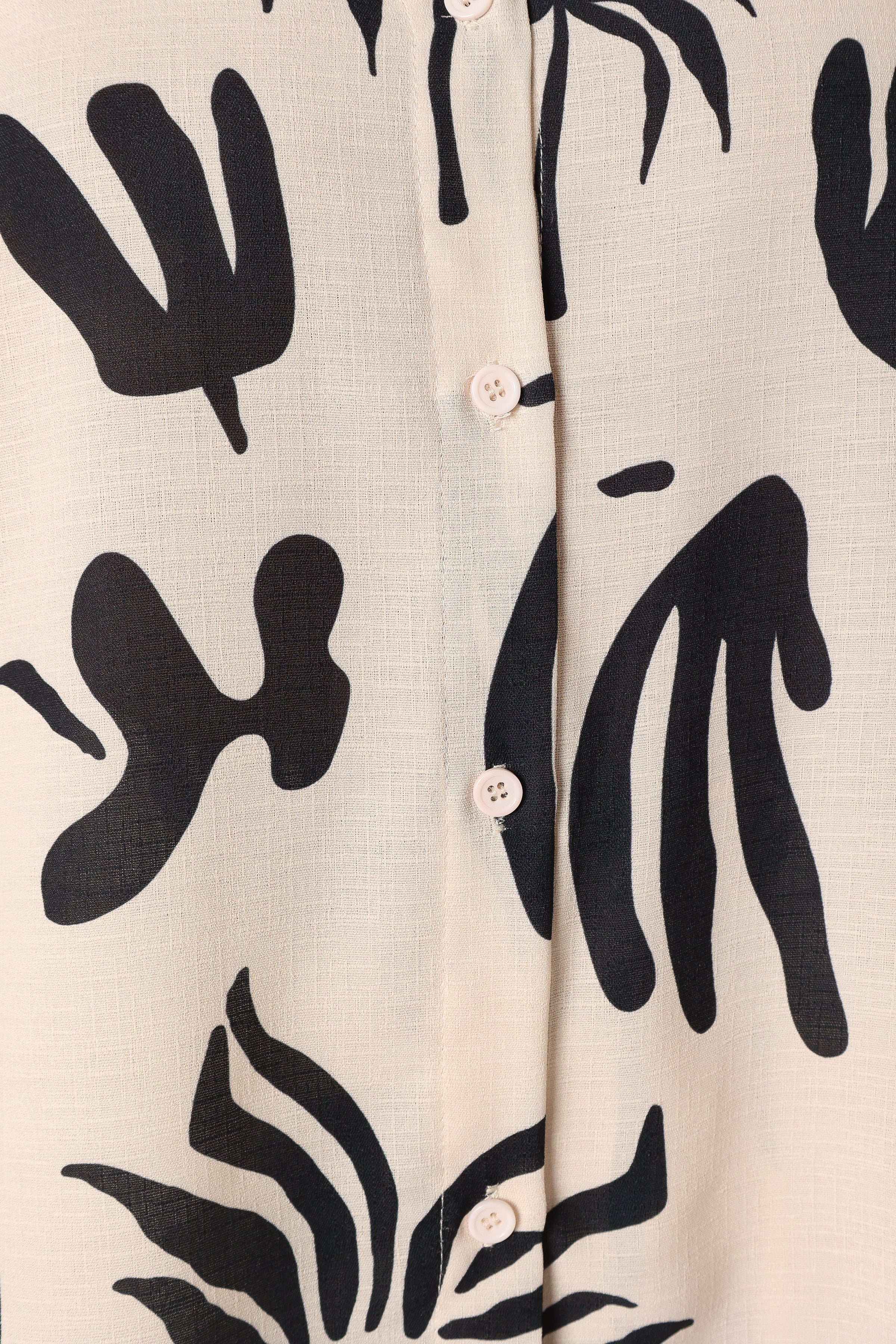 TOPS @Sawyer Short Sleeve Shirt - Beige Black