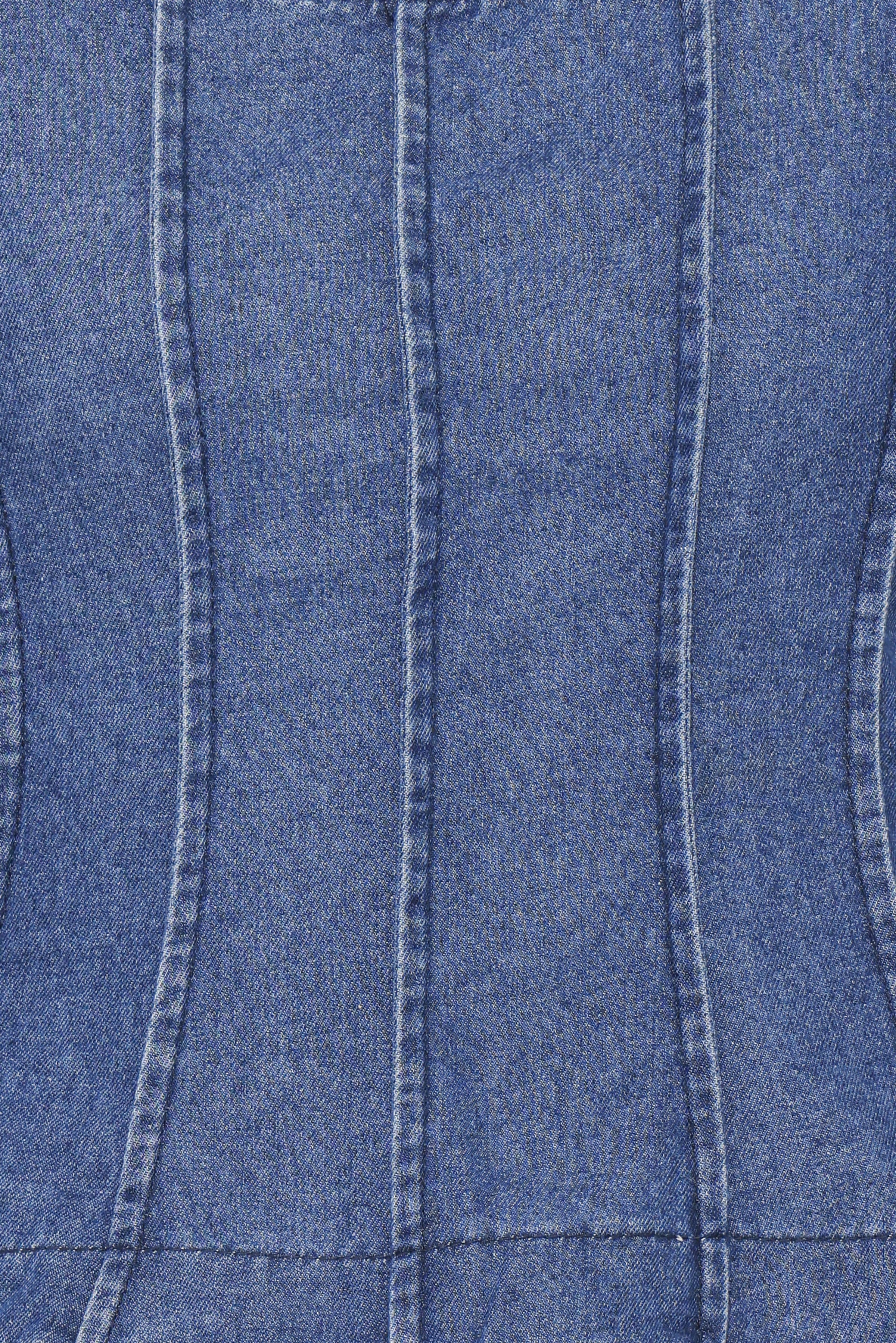 TOPS Saylor Denim Peplum Top - Blue Medium Wash