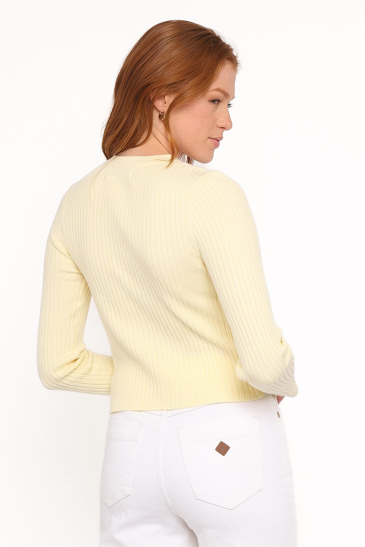 TOPS Searie Ribbed Cardigan Top - Butter Yellow