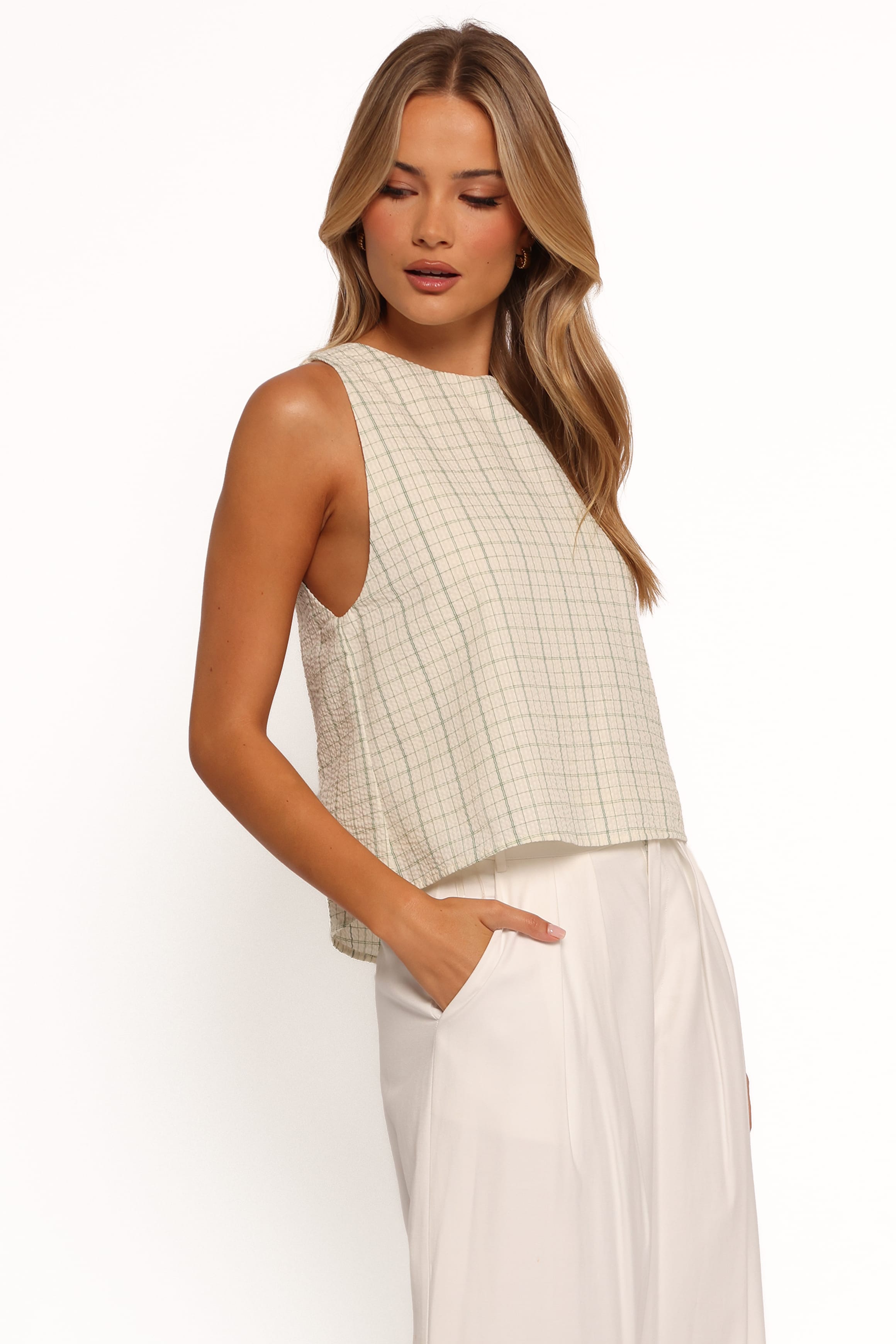 TOPS Selva Bow Back Top - Sage Green