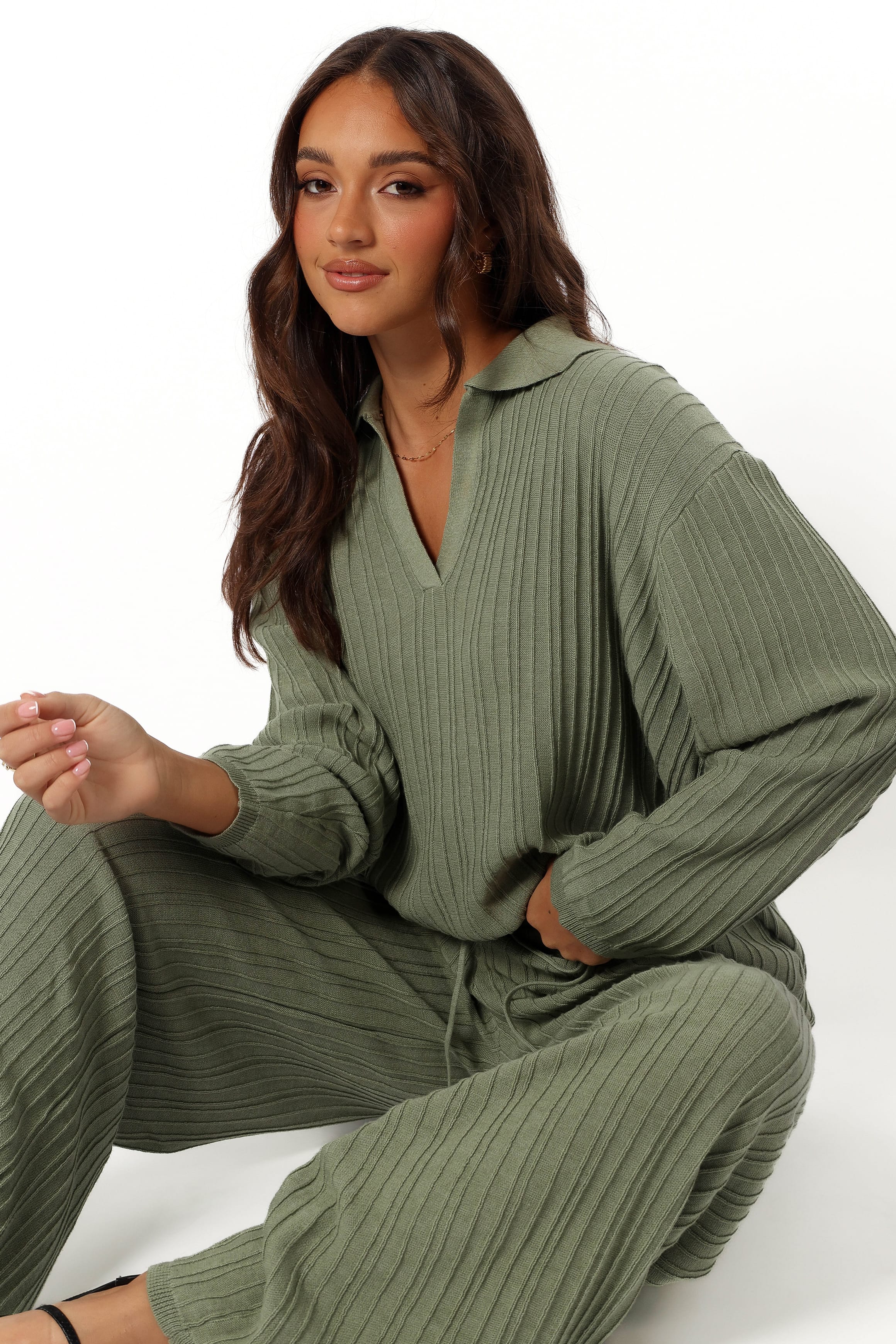 TOPS Sonole Ribbed Knit Sweater - Khaki