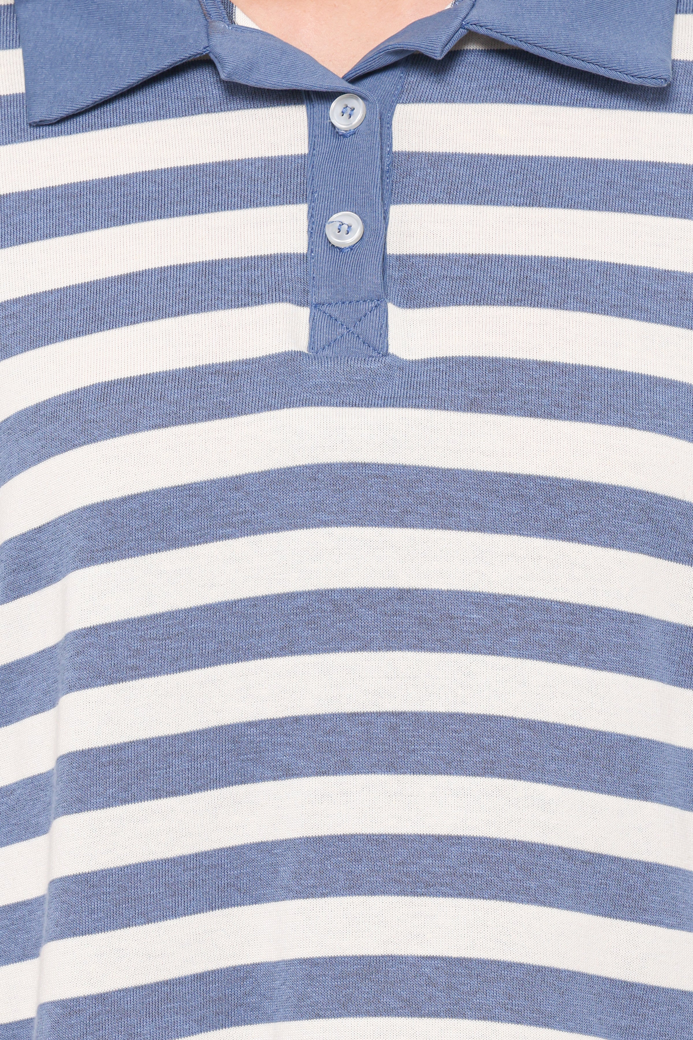 TOPS Sophia Short Sleeve Rugby Top - Blue/White Stripe