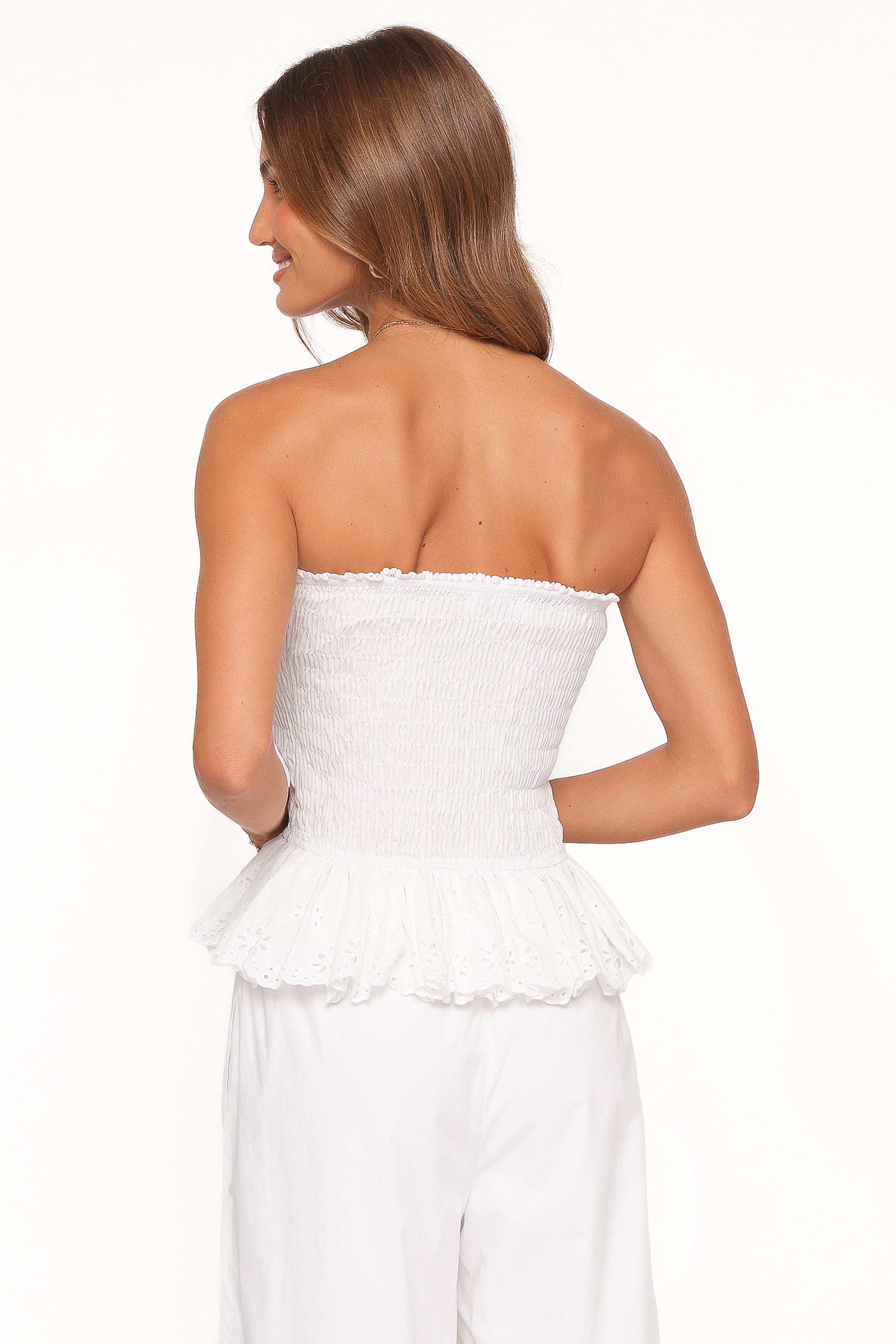 TOPS Stori Shirred Top - White Broderie