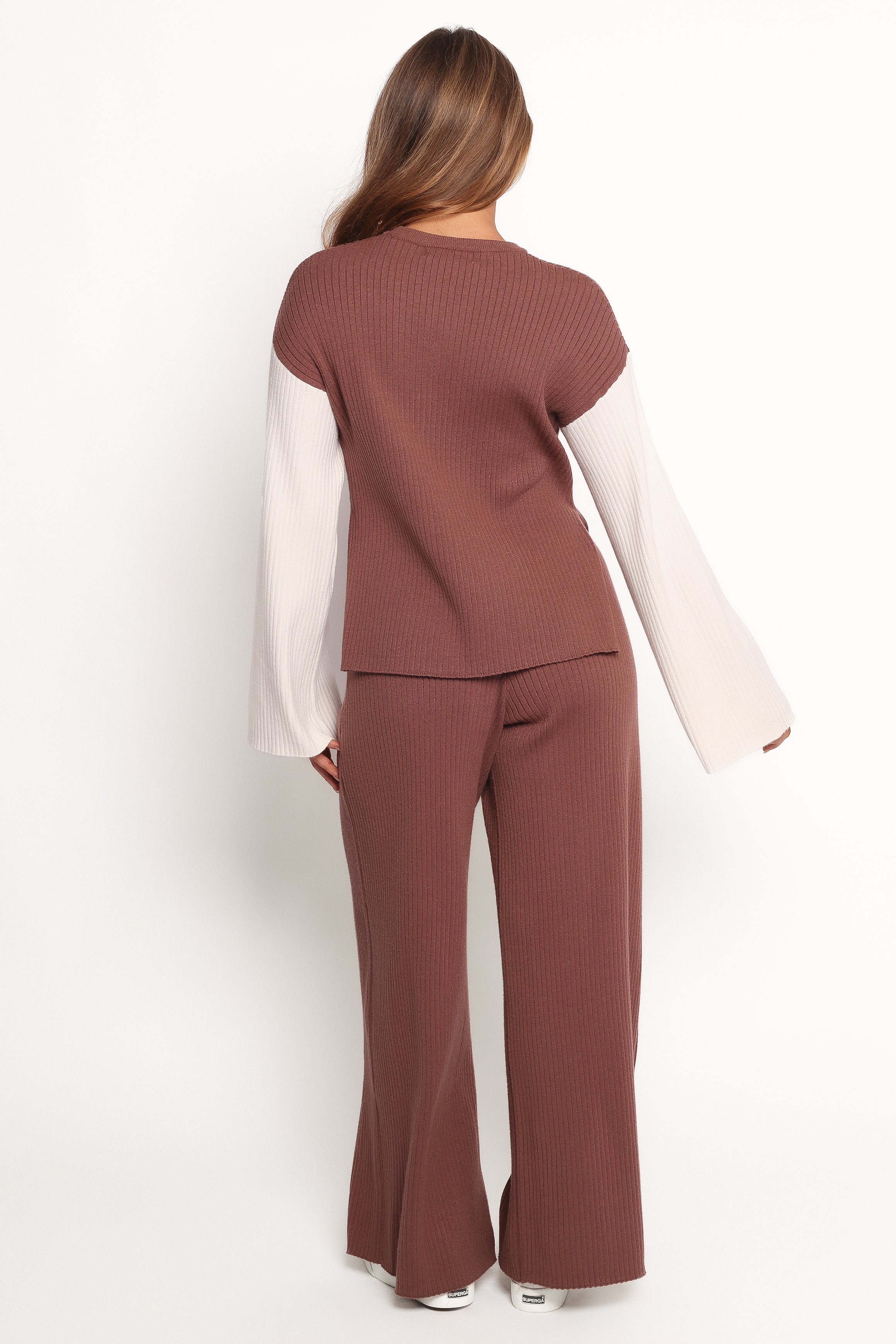 TOPS Sylvie Knitted Top - Brown Cream