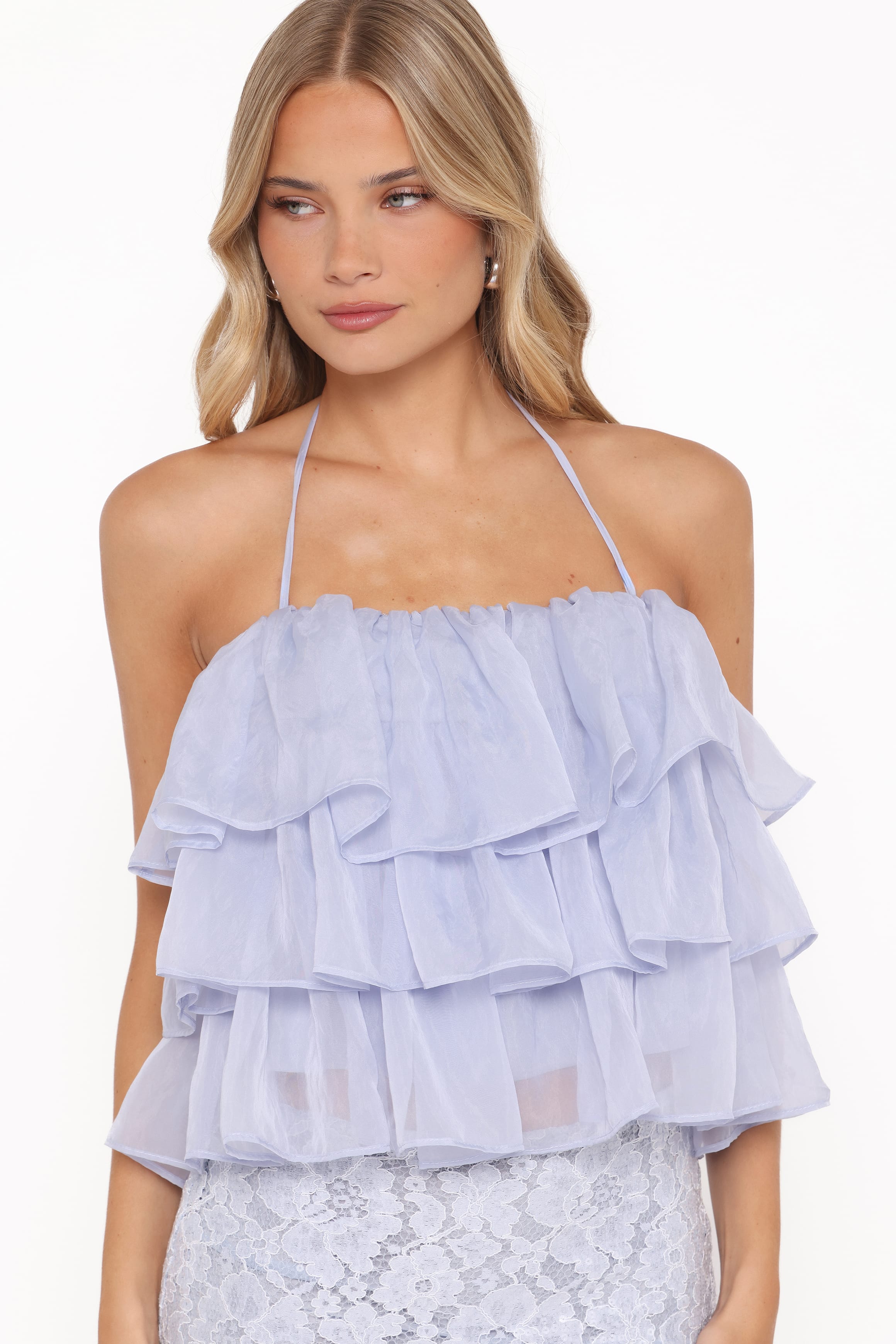 TOPS Taelya Flounce Top - Blue