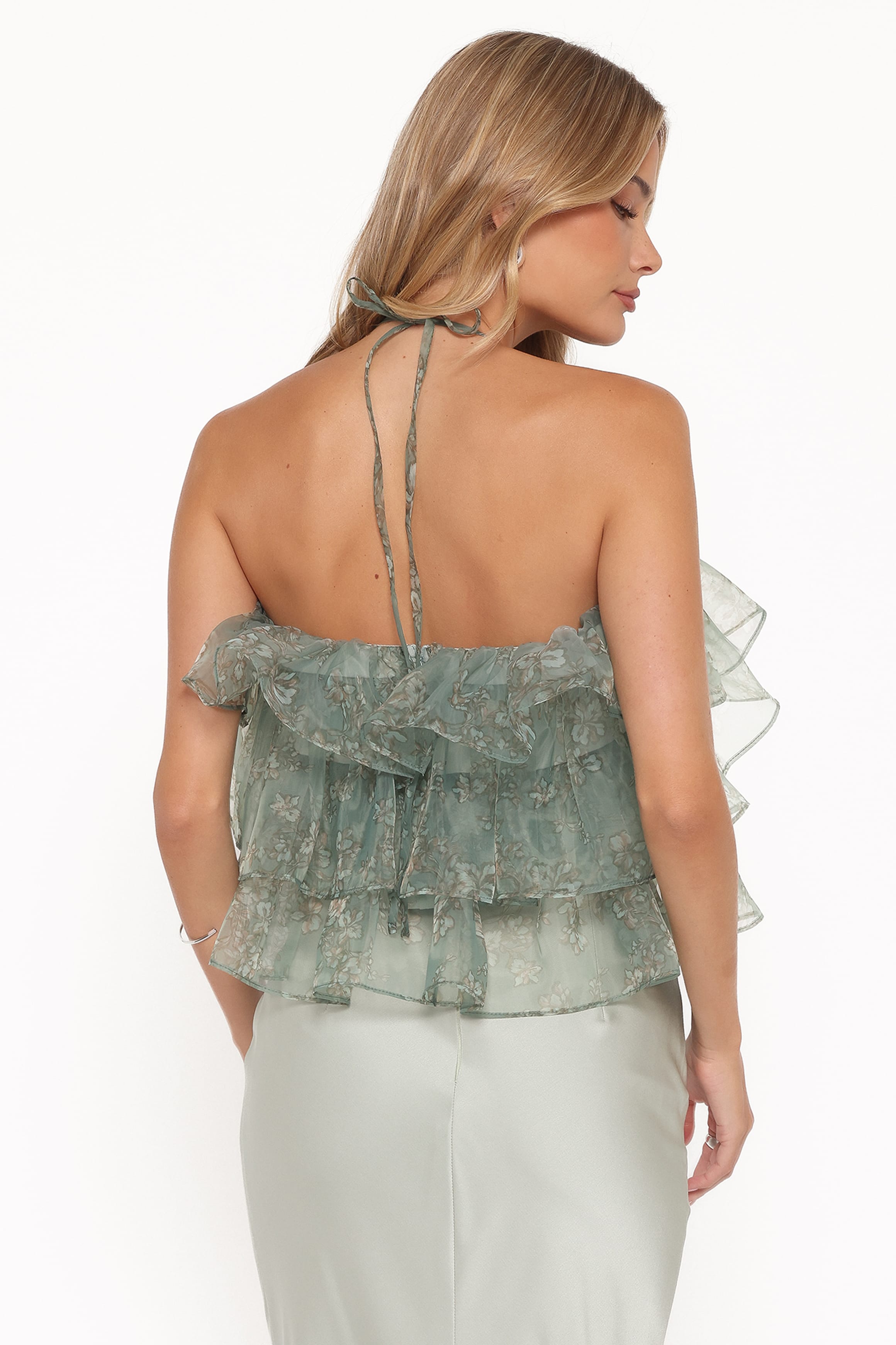 TOPS Taelya Flounce Top - Mint Green Floral