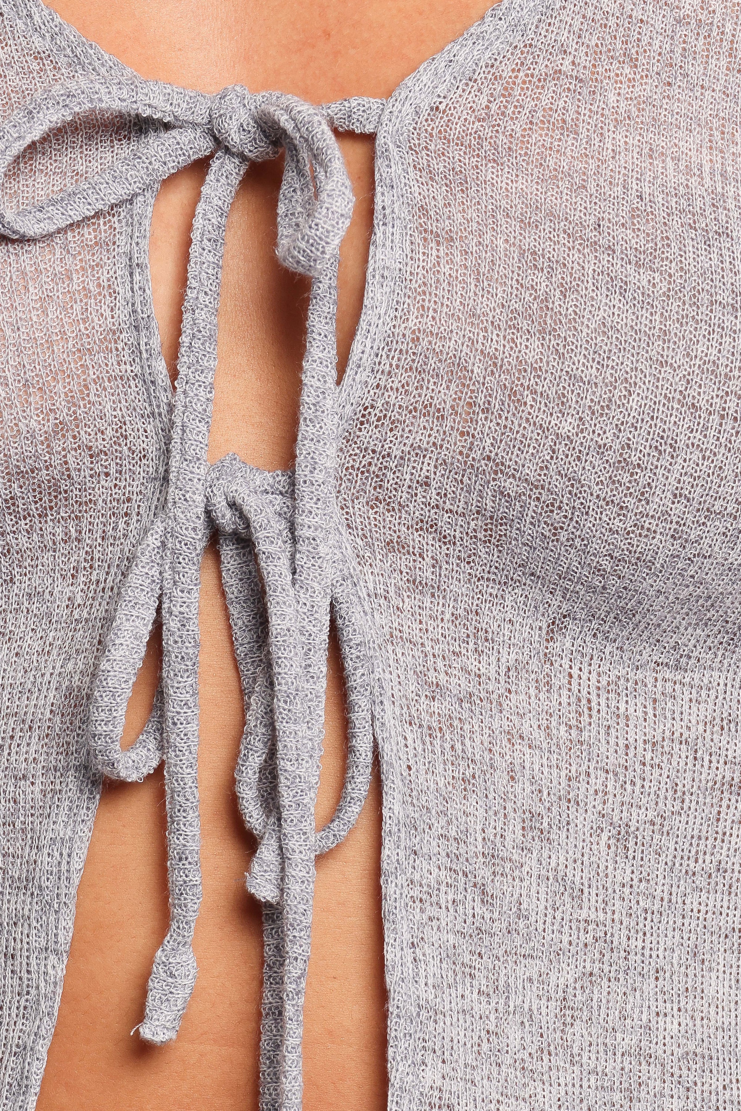 TOPS Tamsie Cardigan Top - Light Grey