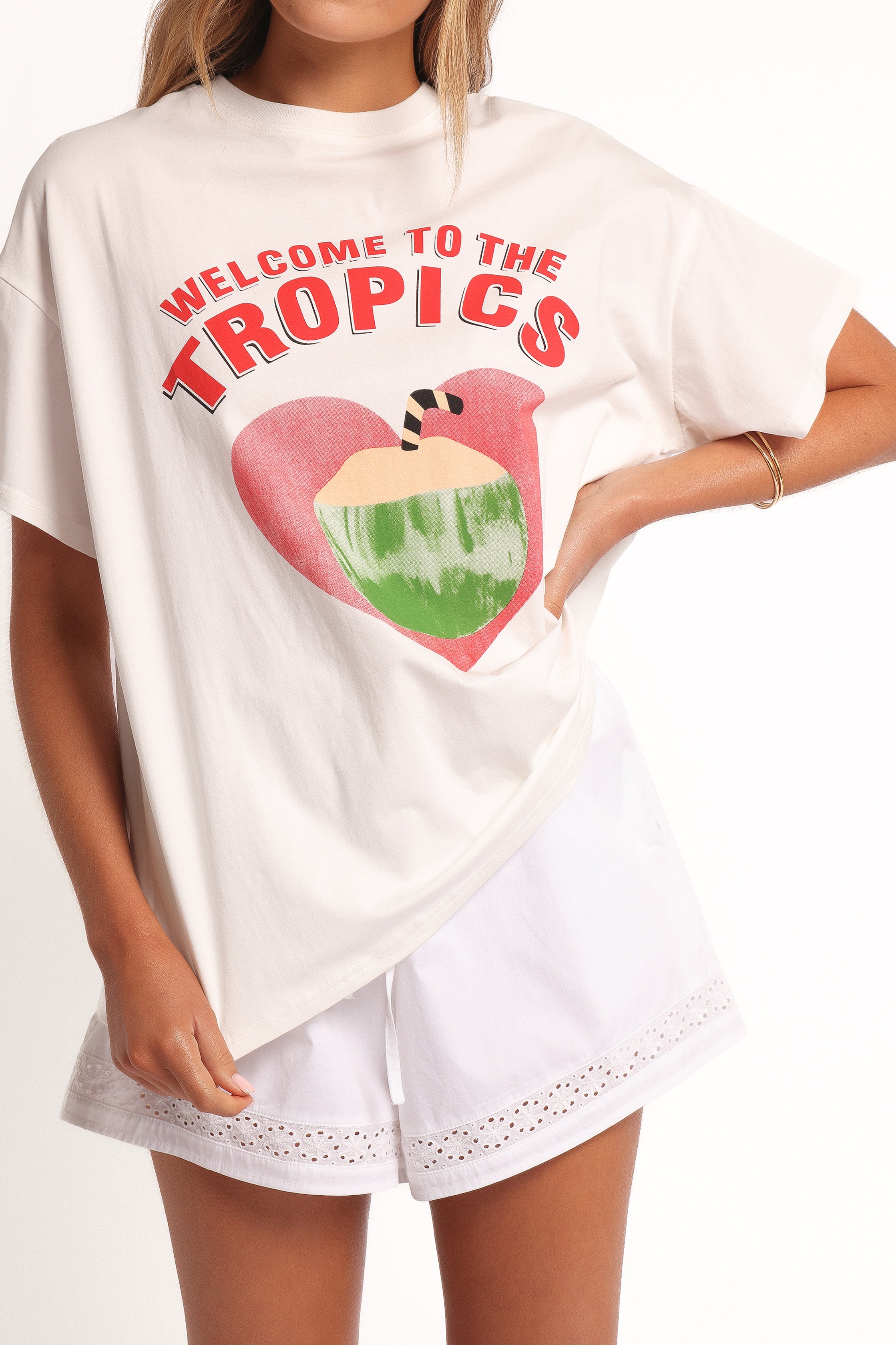 TOPS The Tropics Graphic Tee - White