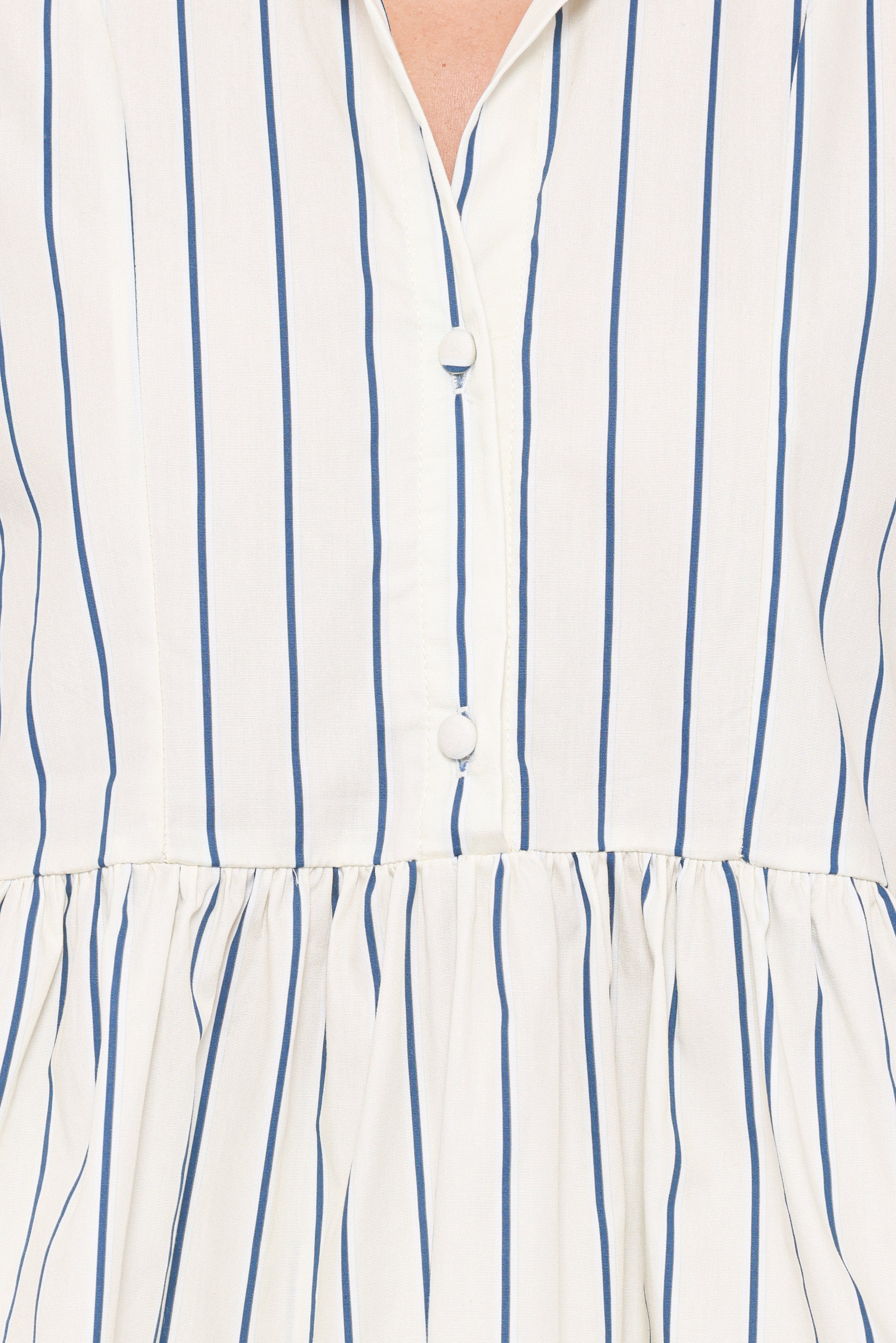 TOPS Thomas Short Sleeve Peplum Top - Yellow/Blue Stripe