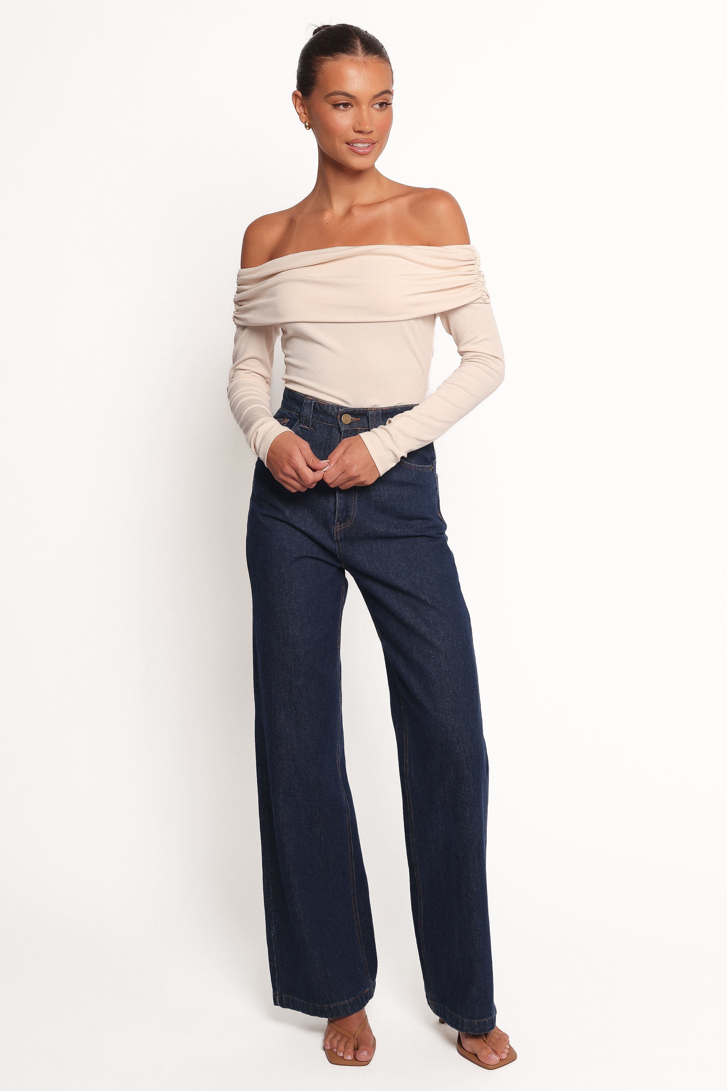 TOPS Thomsie Off Shoulder Knit Top - Ivory