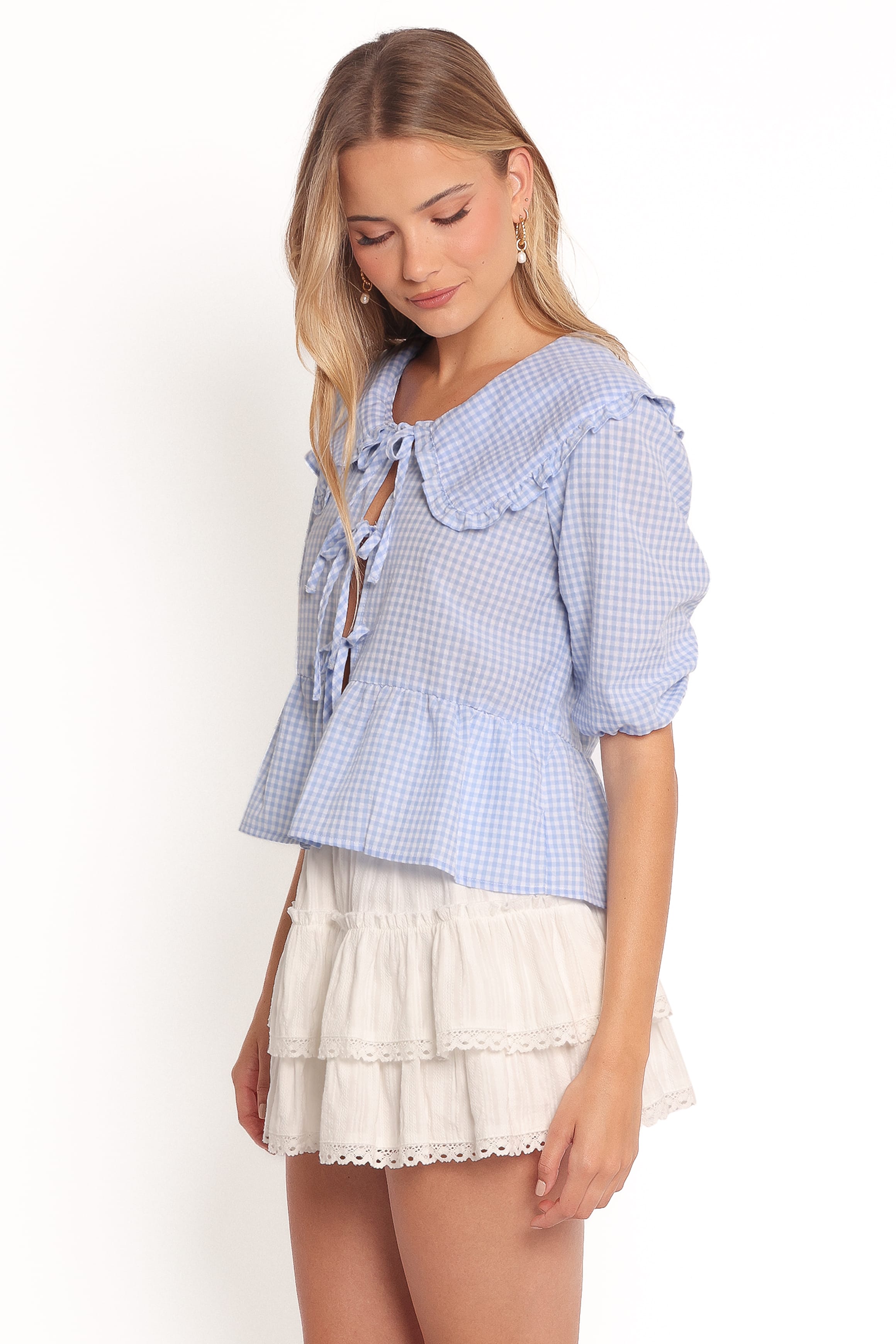 TOPS Tillio Tie Front Top - Blue
