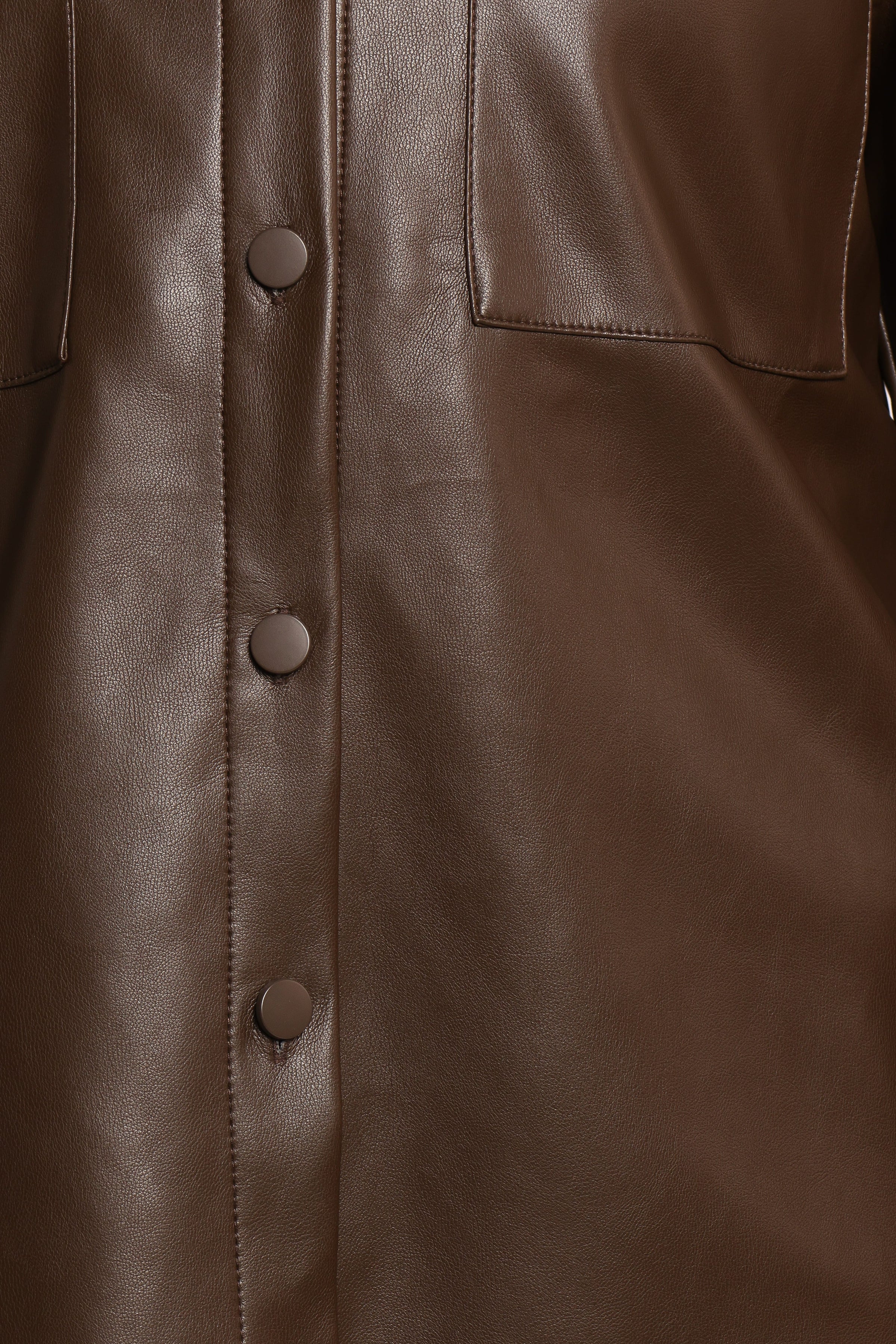 TOPS Trevira Faux Leather Shirt - Brown