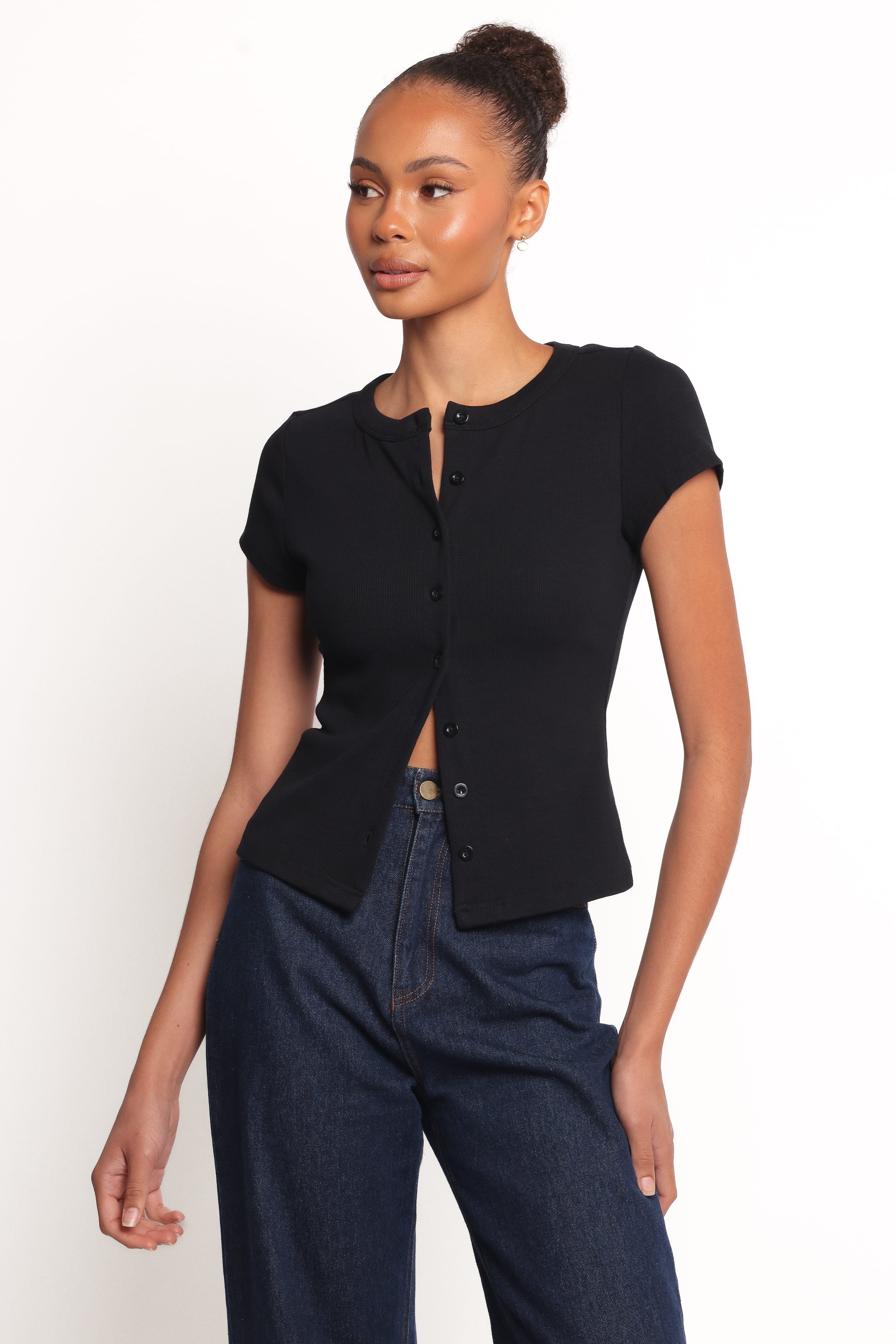 TOPS Tylarah Short Sleeve Cardigan Top - Black