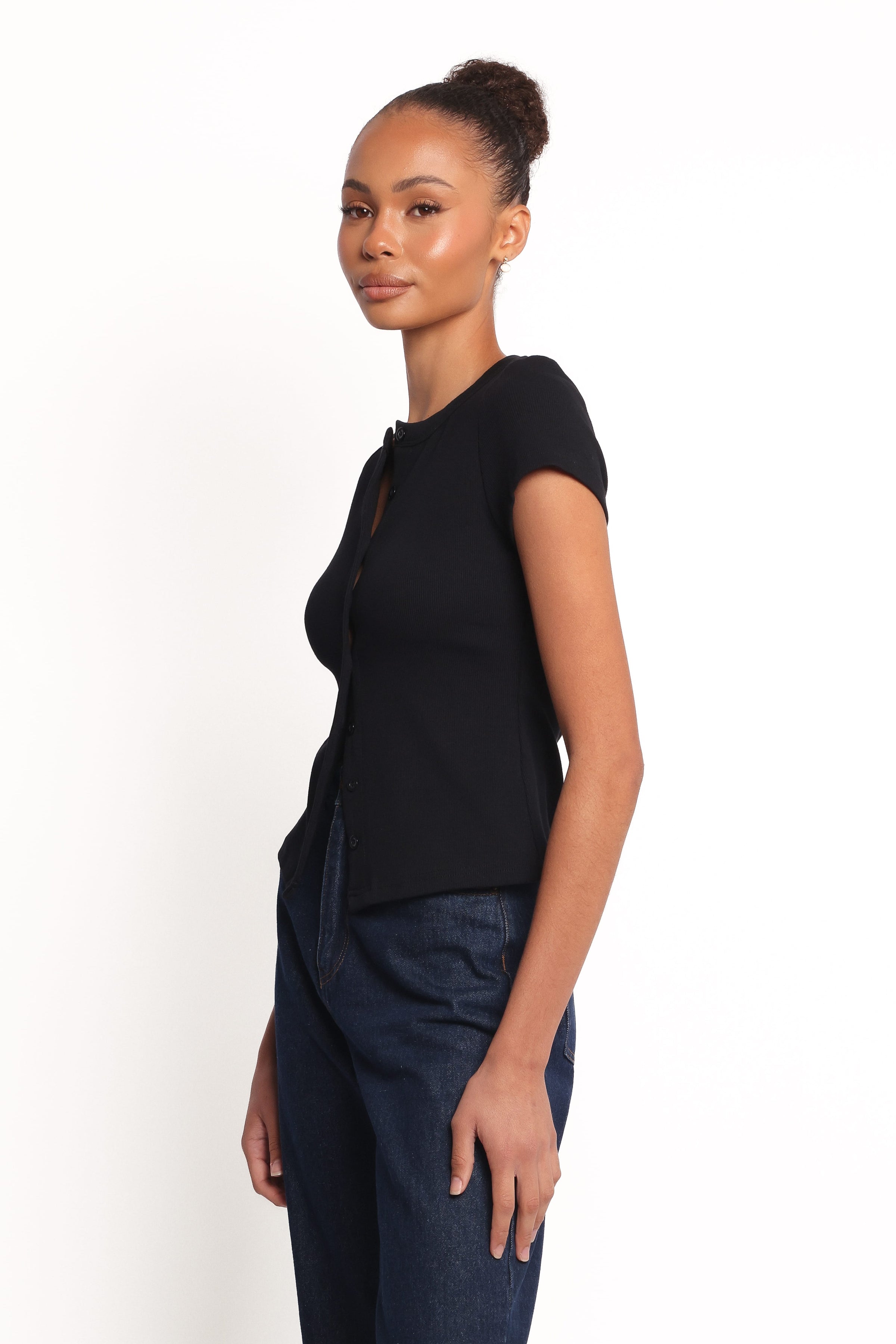 TOPS Tylarah Short Sleeve Cardigan Top - Black