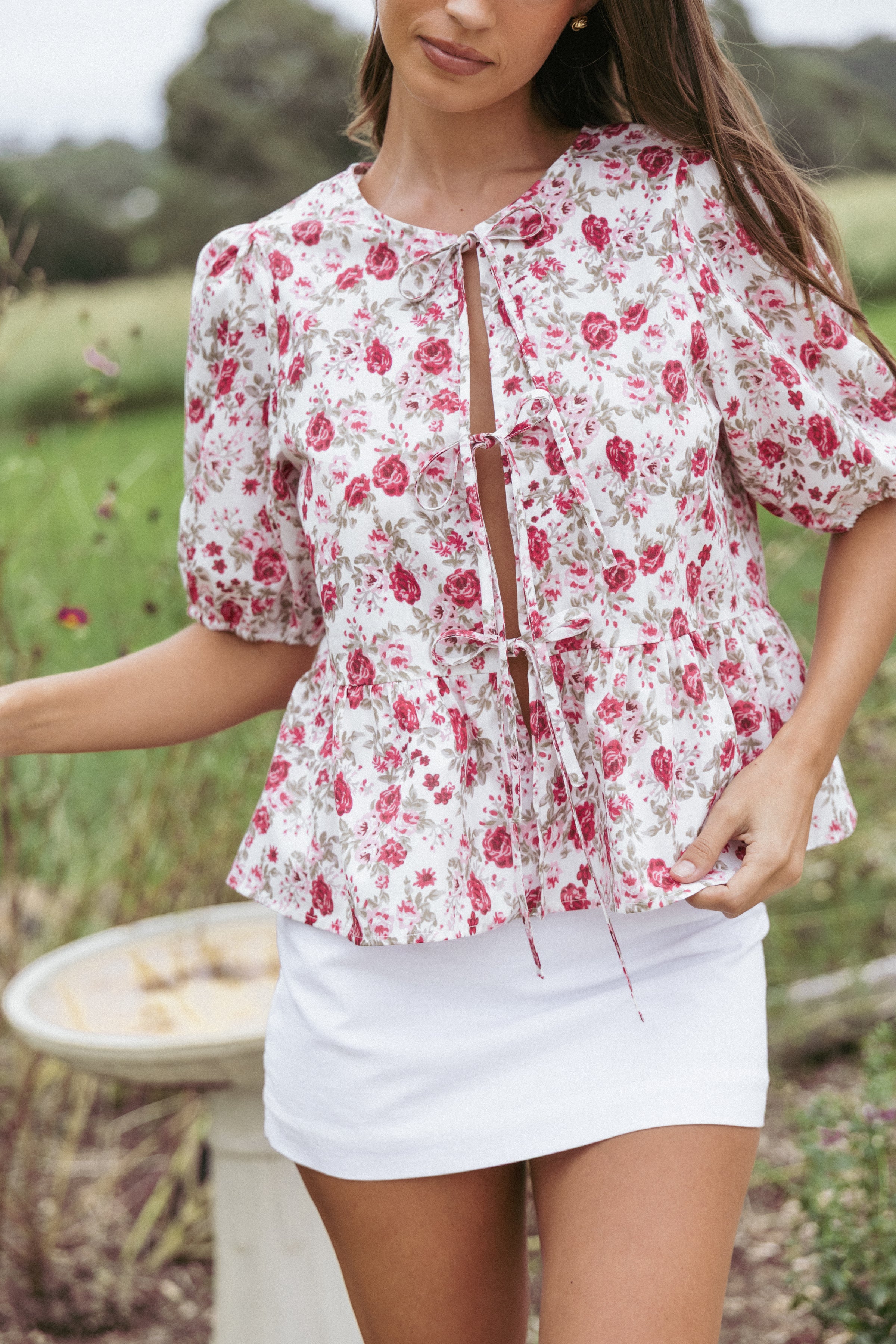 TOPS Tyra Top - Red Floral