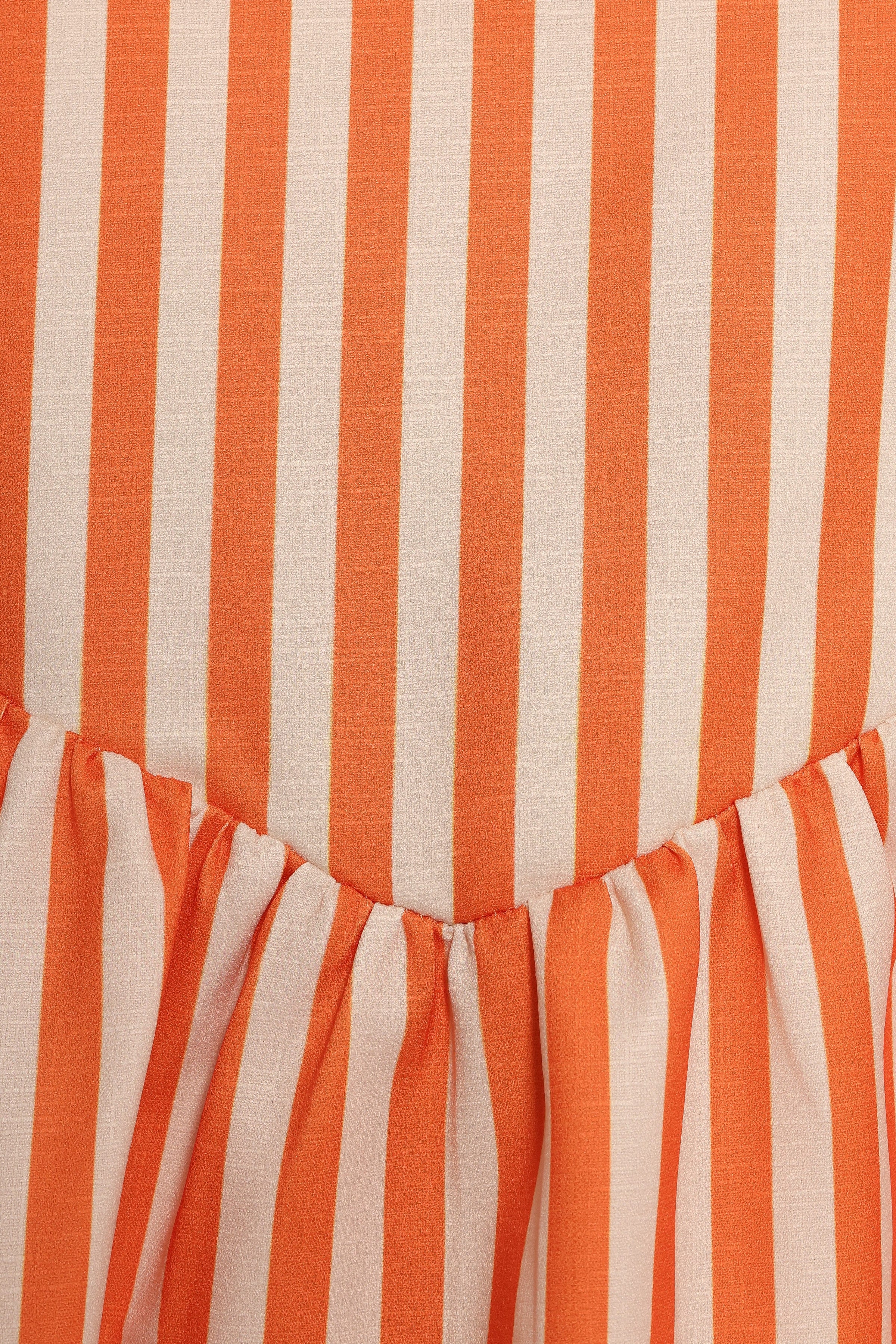 TOPS Valencia Halterneck Top - Orange Beige Stripe