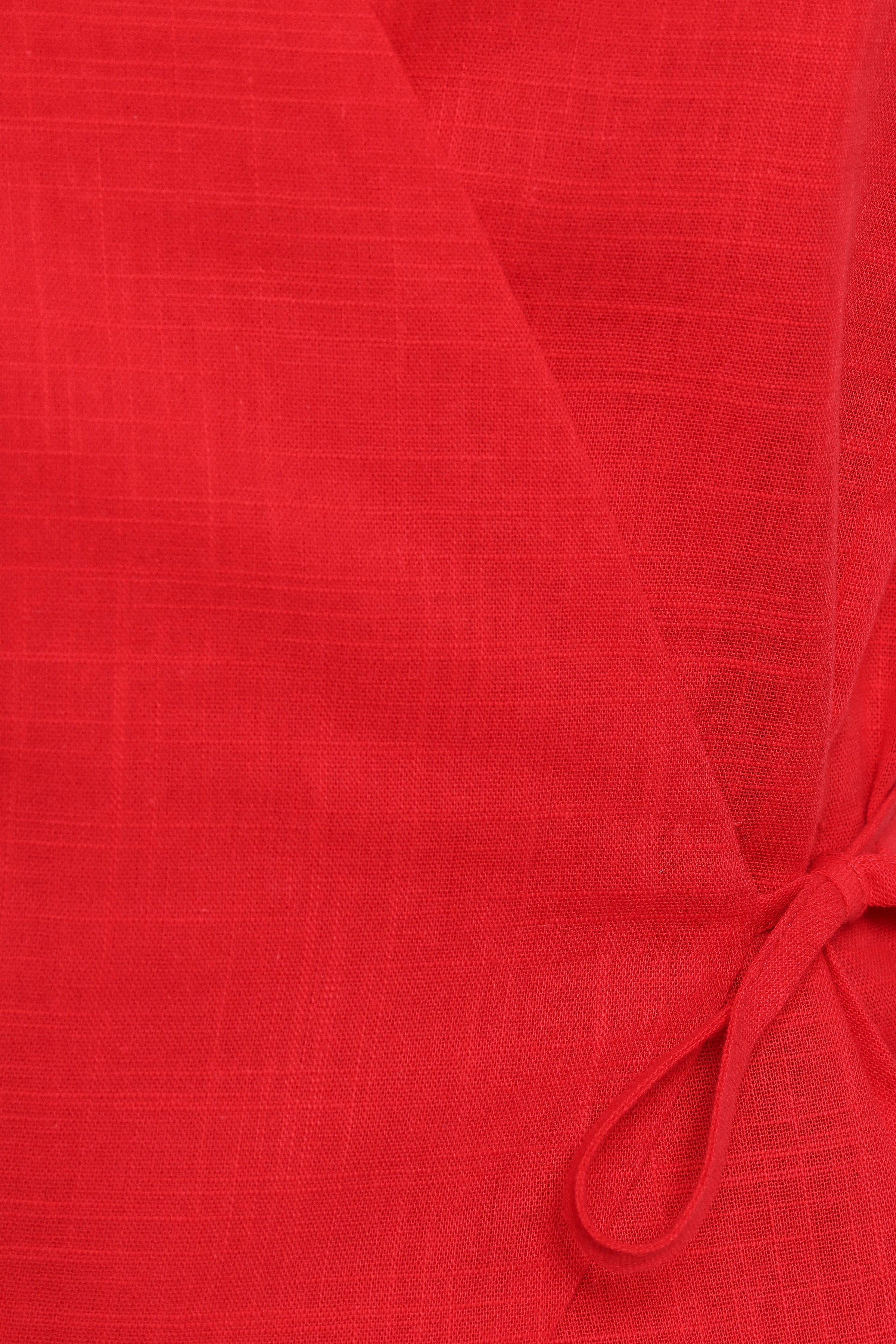TOPS Vanni Wrap Front Linen Top - Red