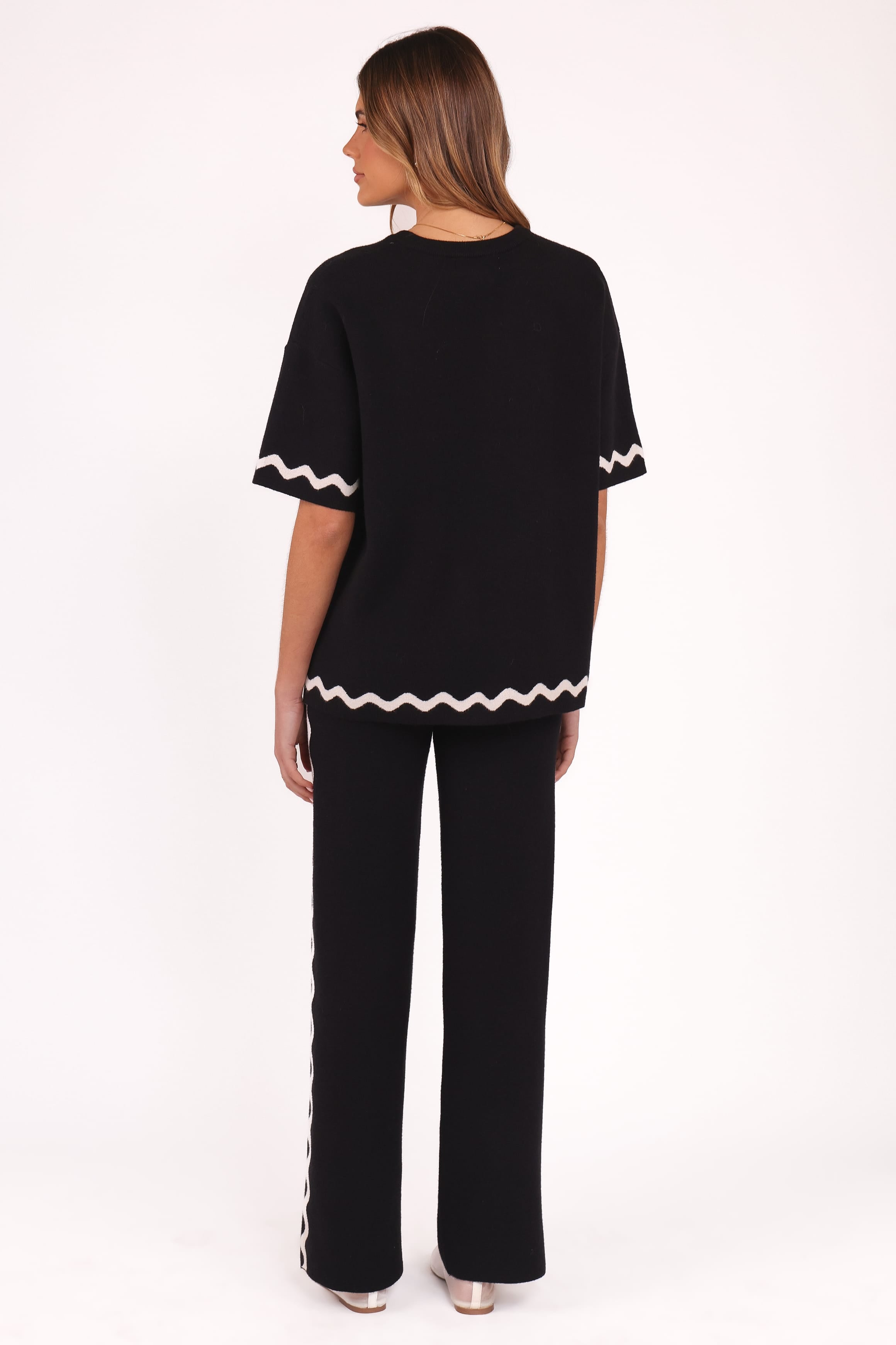 TOPS Vespa Knitted Tee - Black White