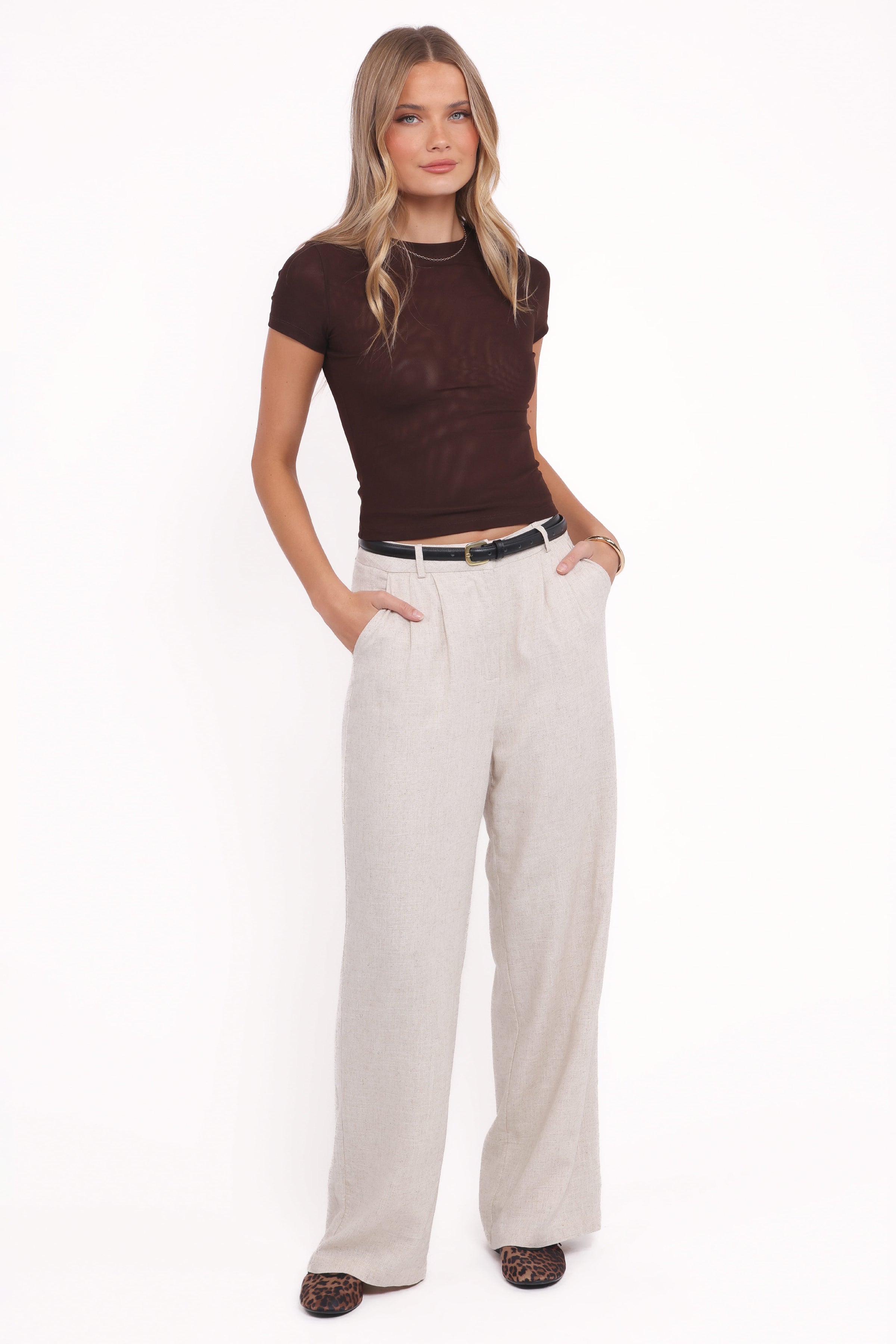 TOPS Vivian Mesh Tee - Brown