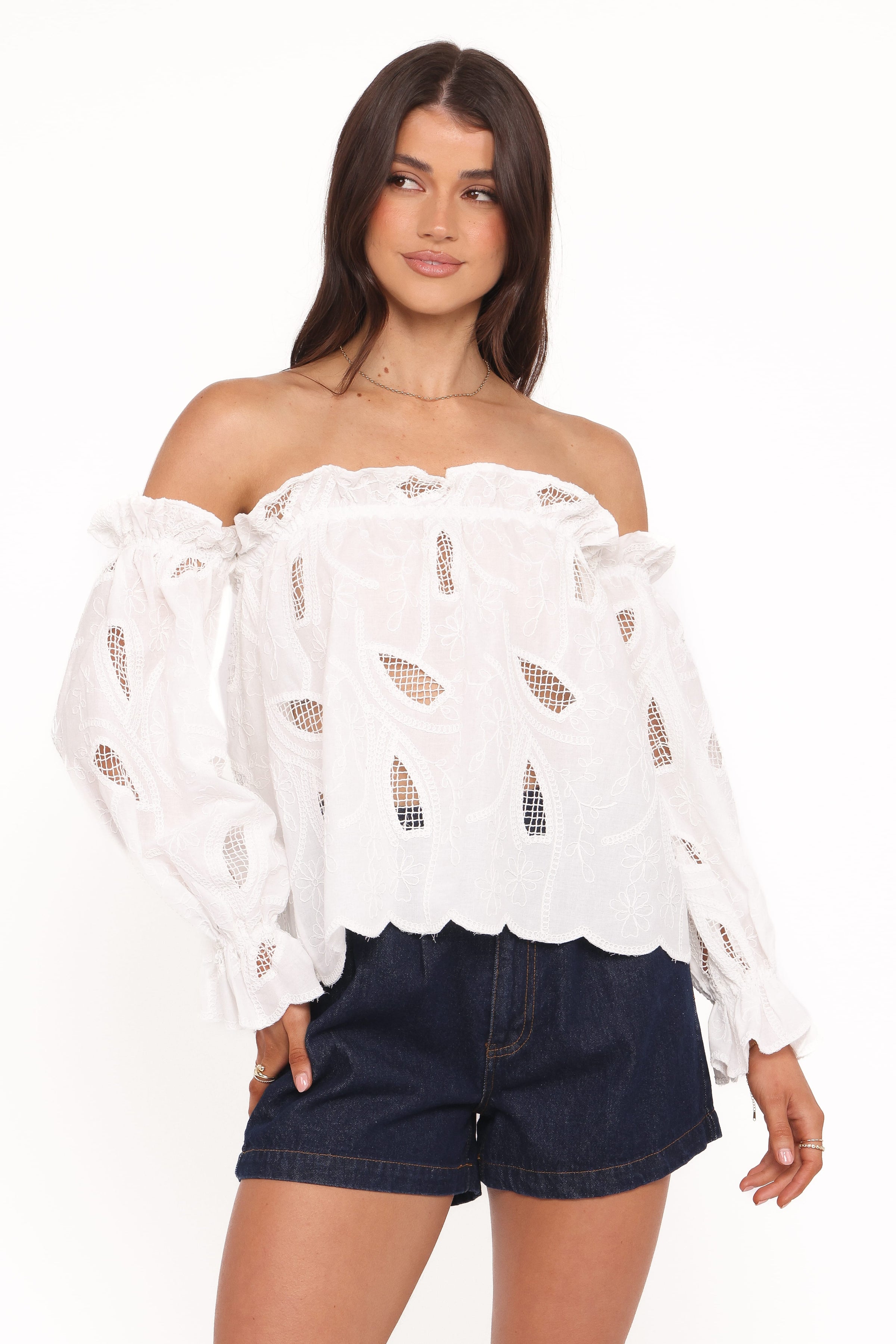 TOPS Warner Off Shoulder Top - White