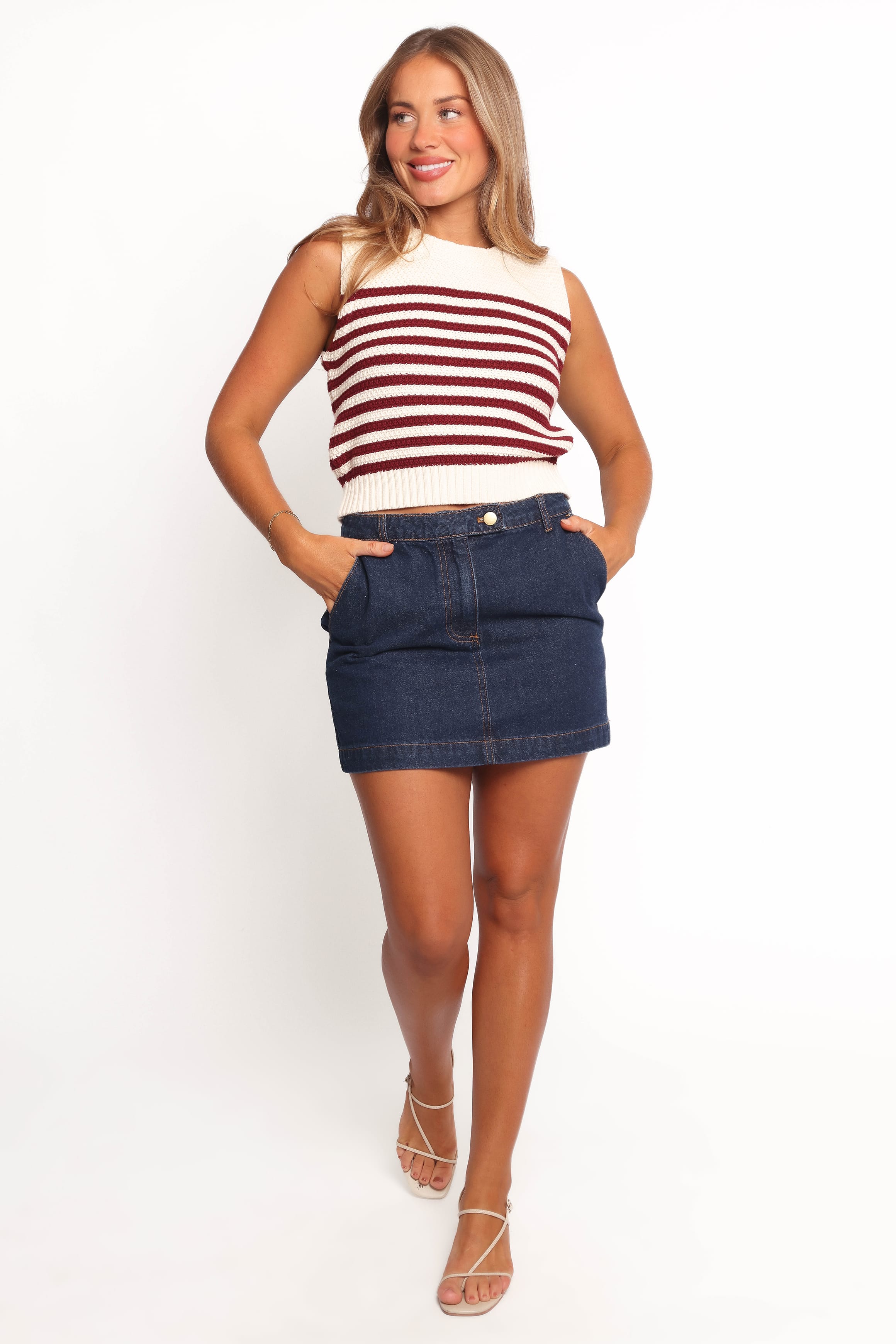 TOPS Wensie Knitted Top - Brown Stripe