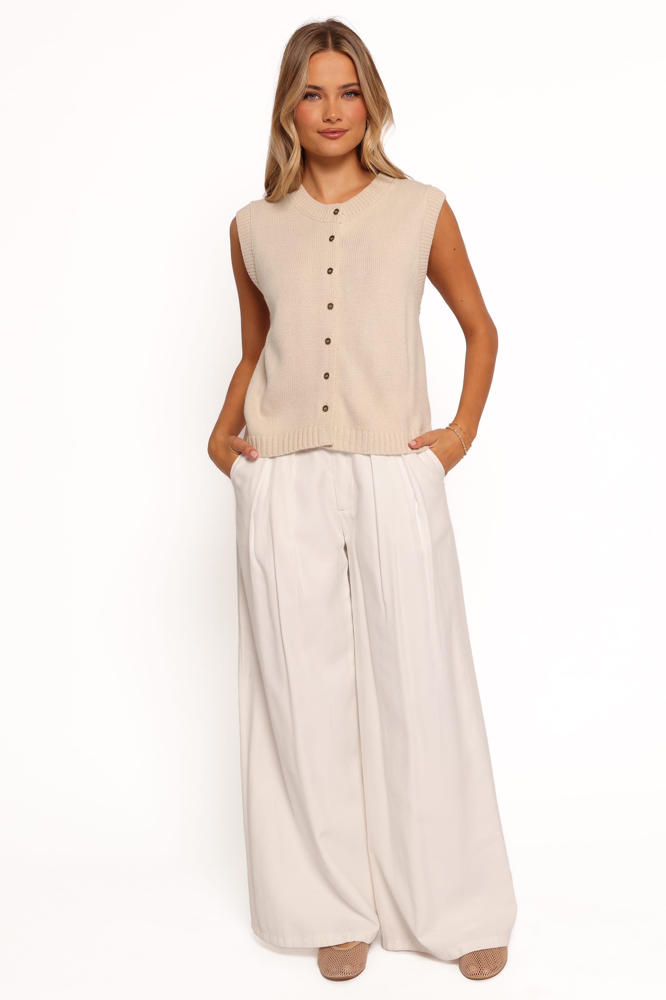 TOPS Weston Knit Vest - Cream