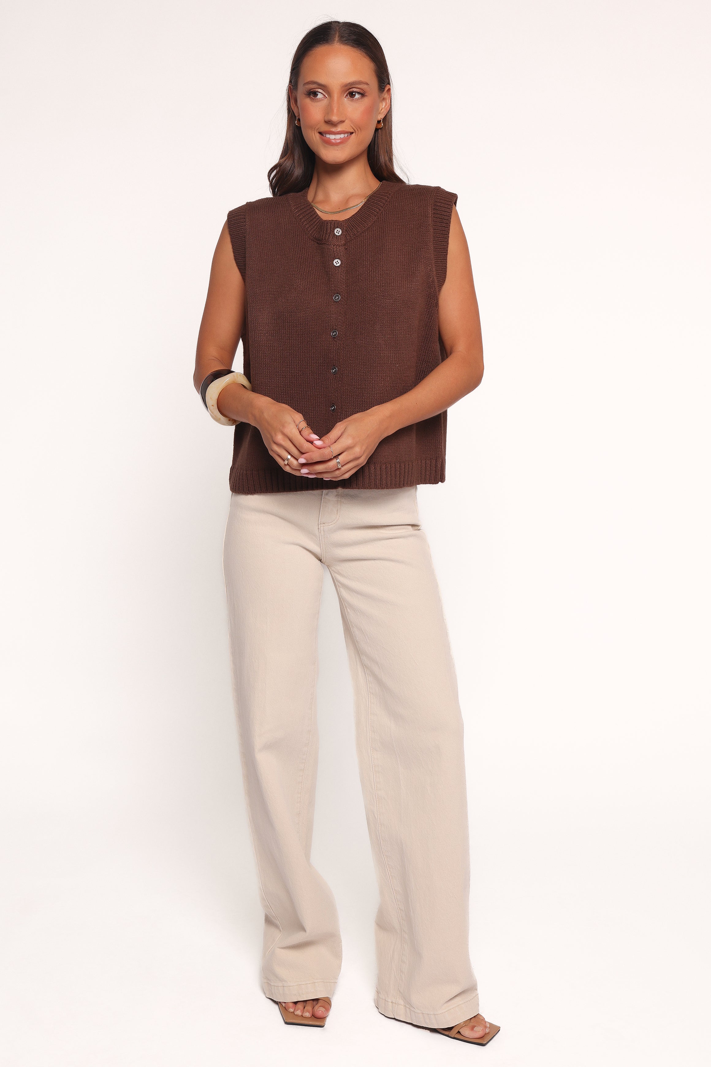 TOPS Weston Knit Vest - Dark Chocolate