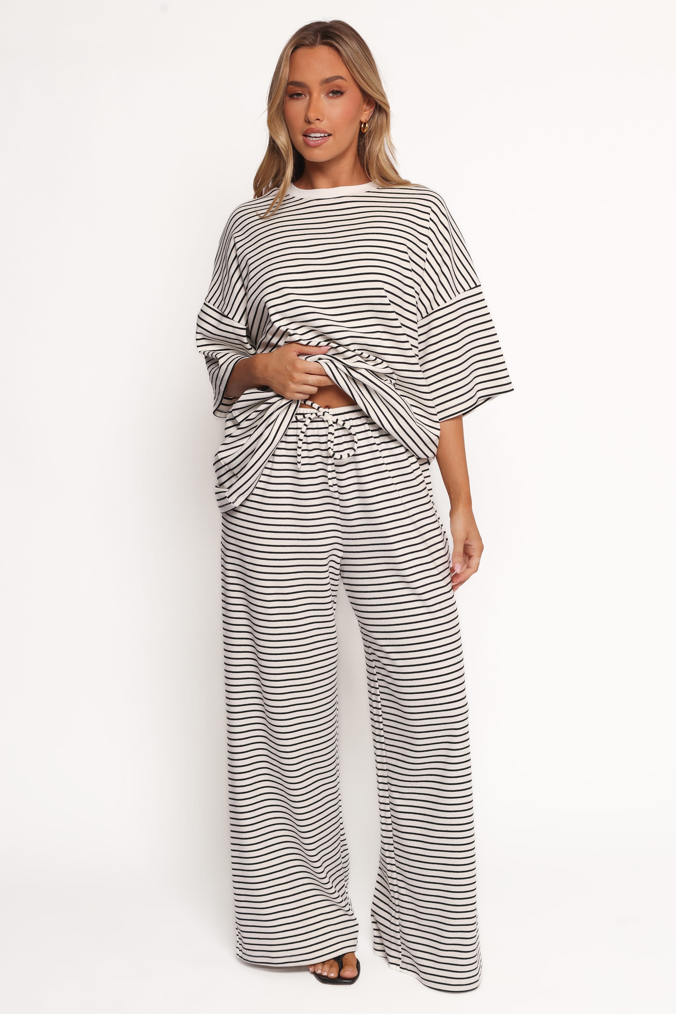 TOPS Wilda Oversized Tee - White Black Stripe