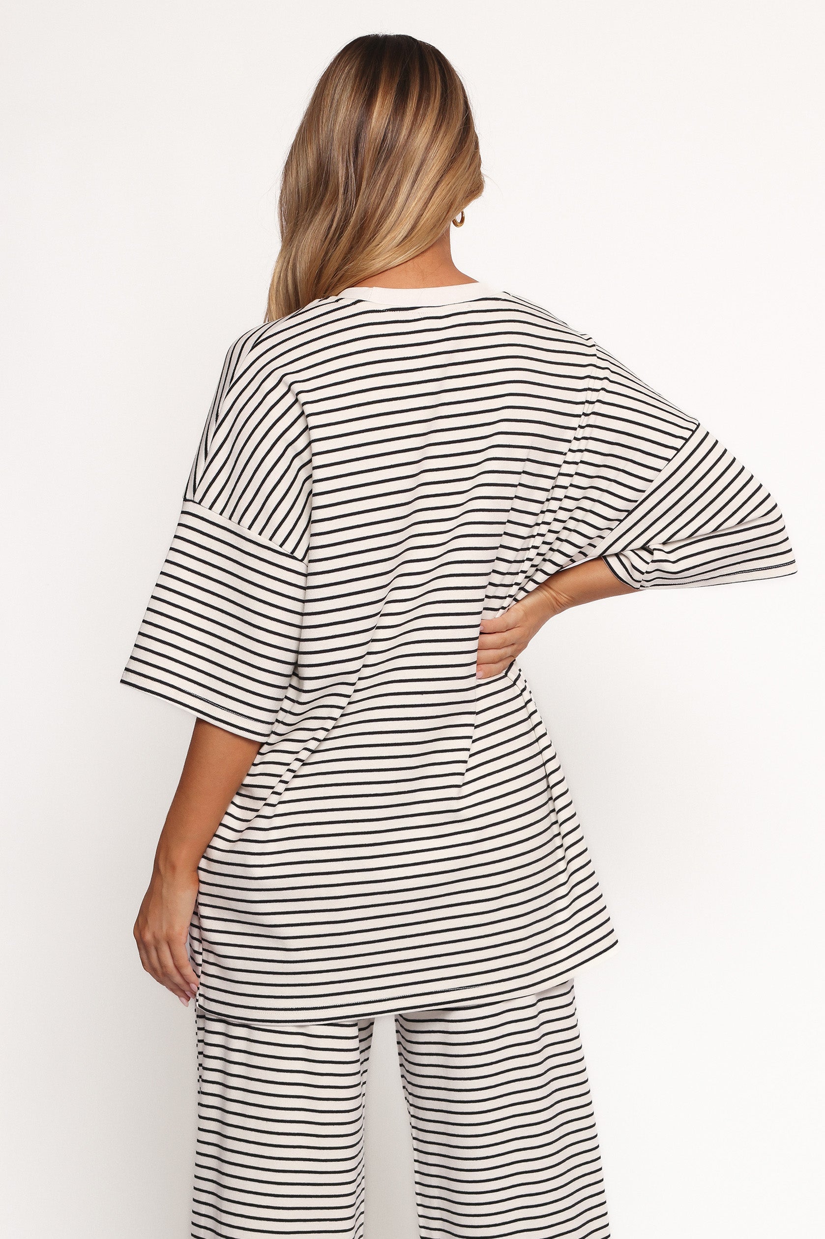 TOPS Wilda Oversized Tee - White Black Stripe