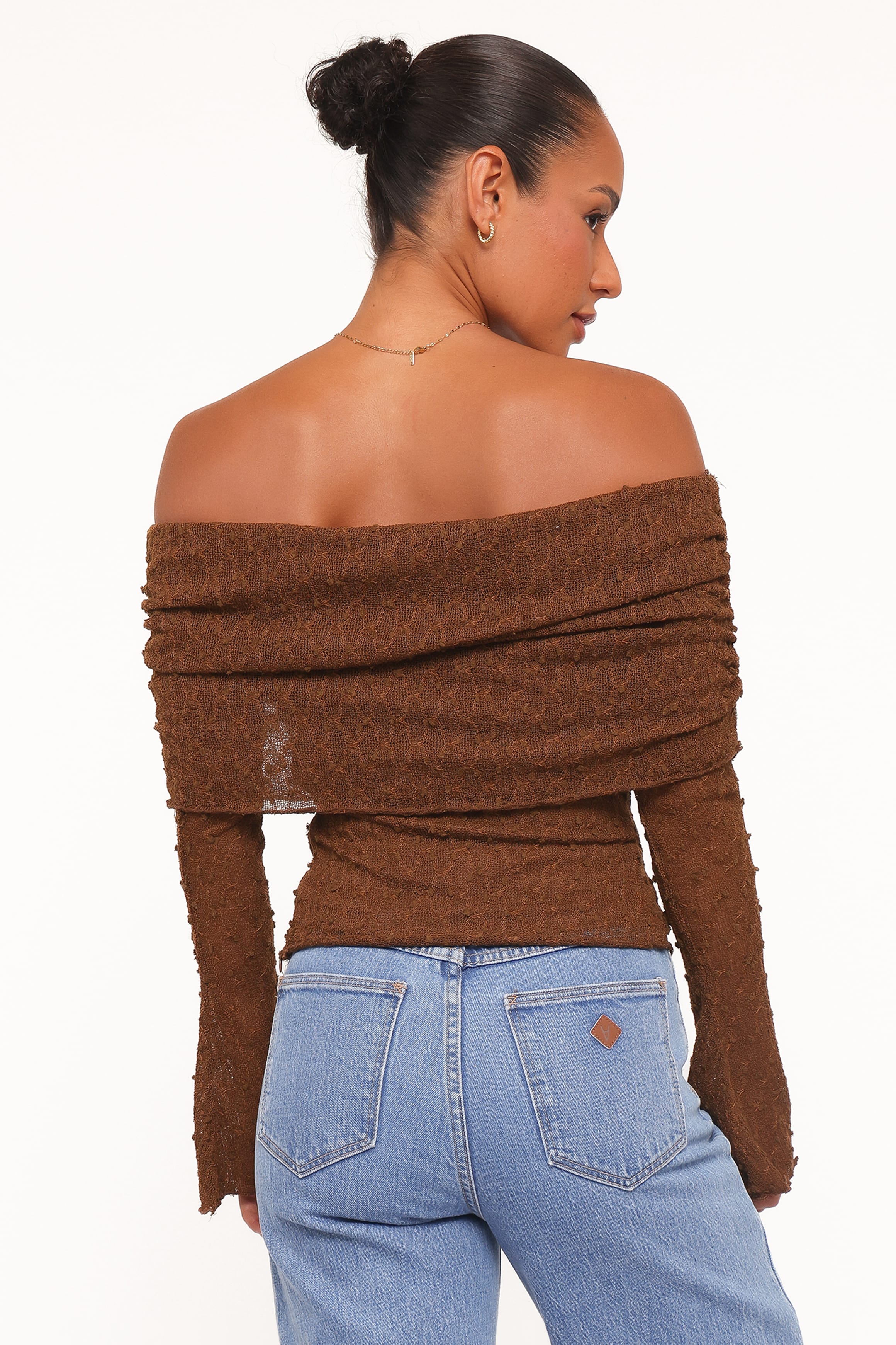 TOPS Wilma Off Shoulder Top - Chocolate