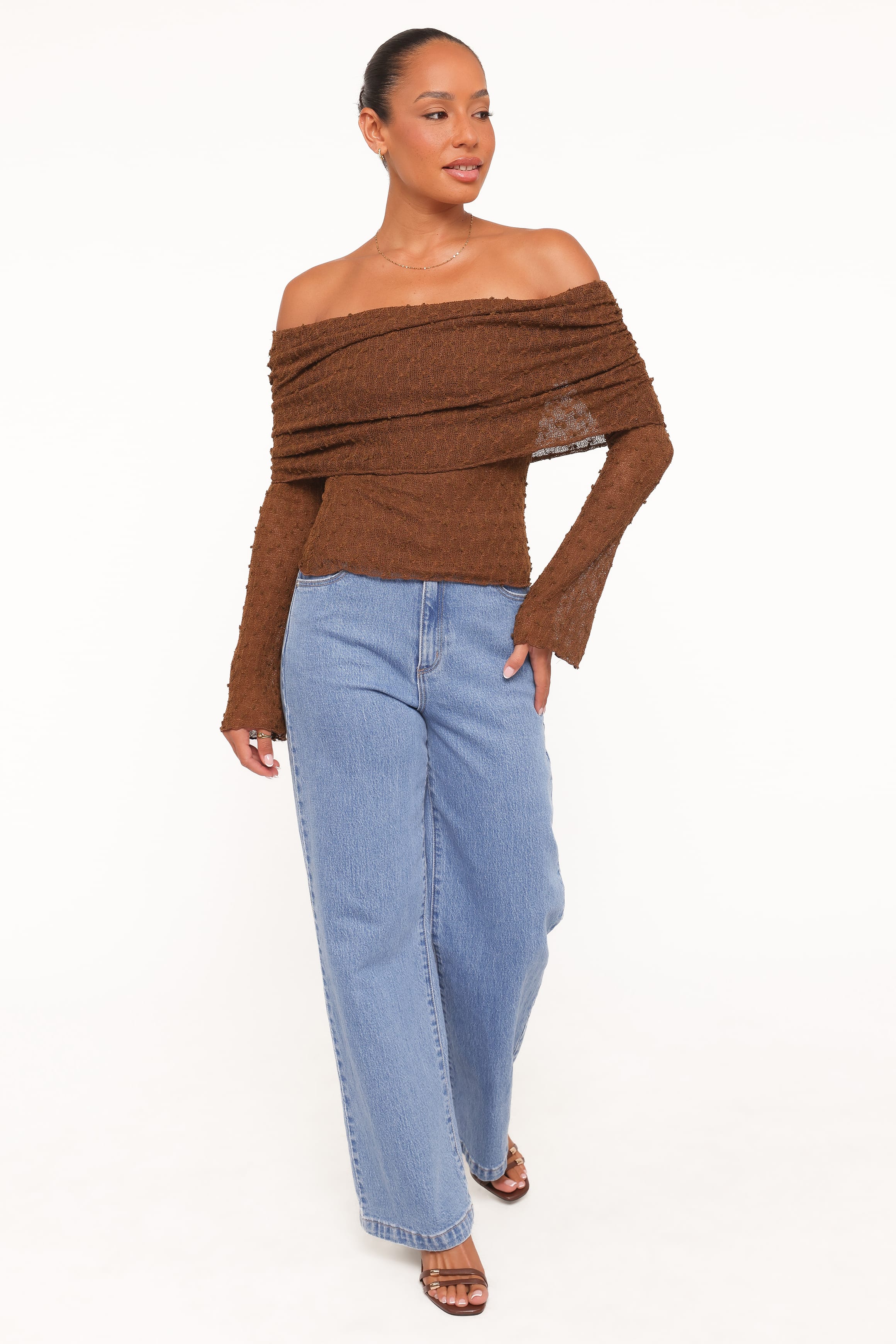 TOPS Wilma Off Shoulder Top - Chocolate