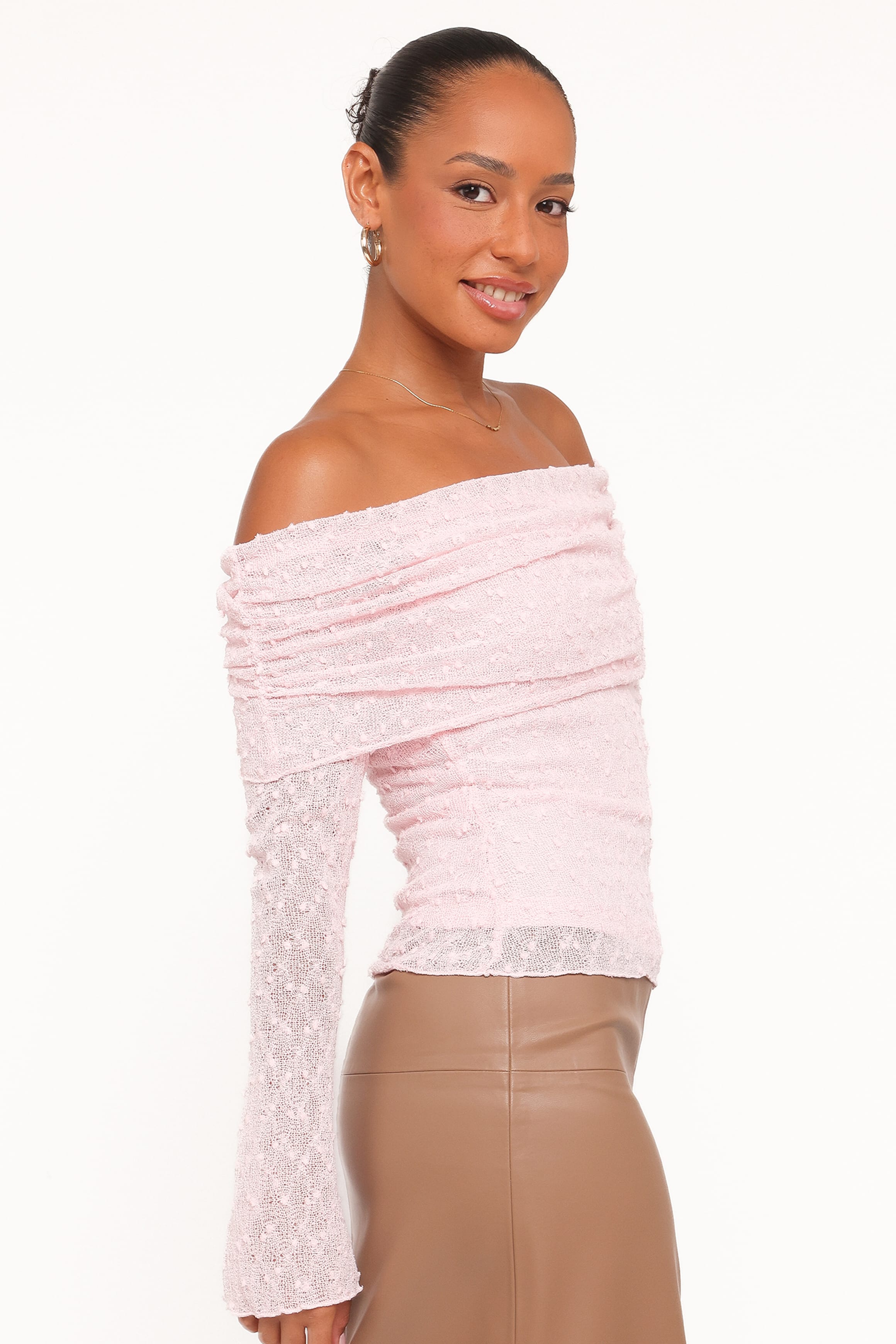 TOPS Wilma Off Shoulder Top - Light Pink