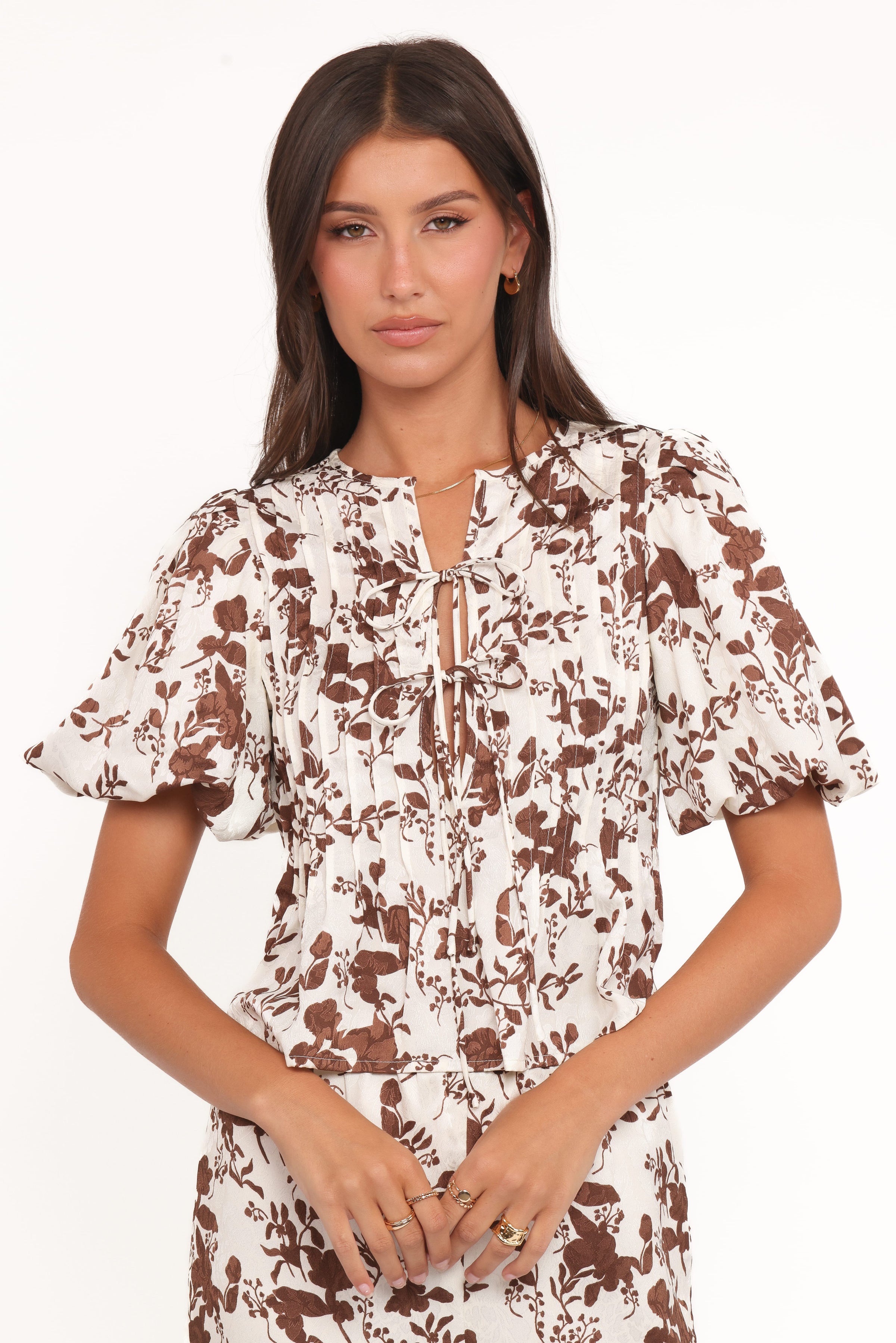 TOPS Winslet Top - Brown Floral
