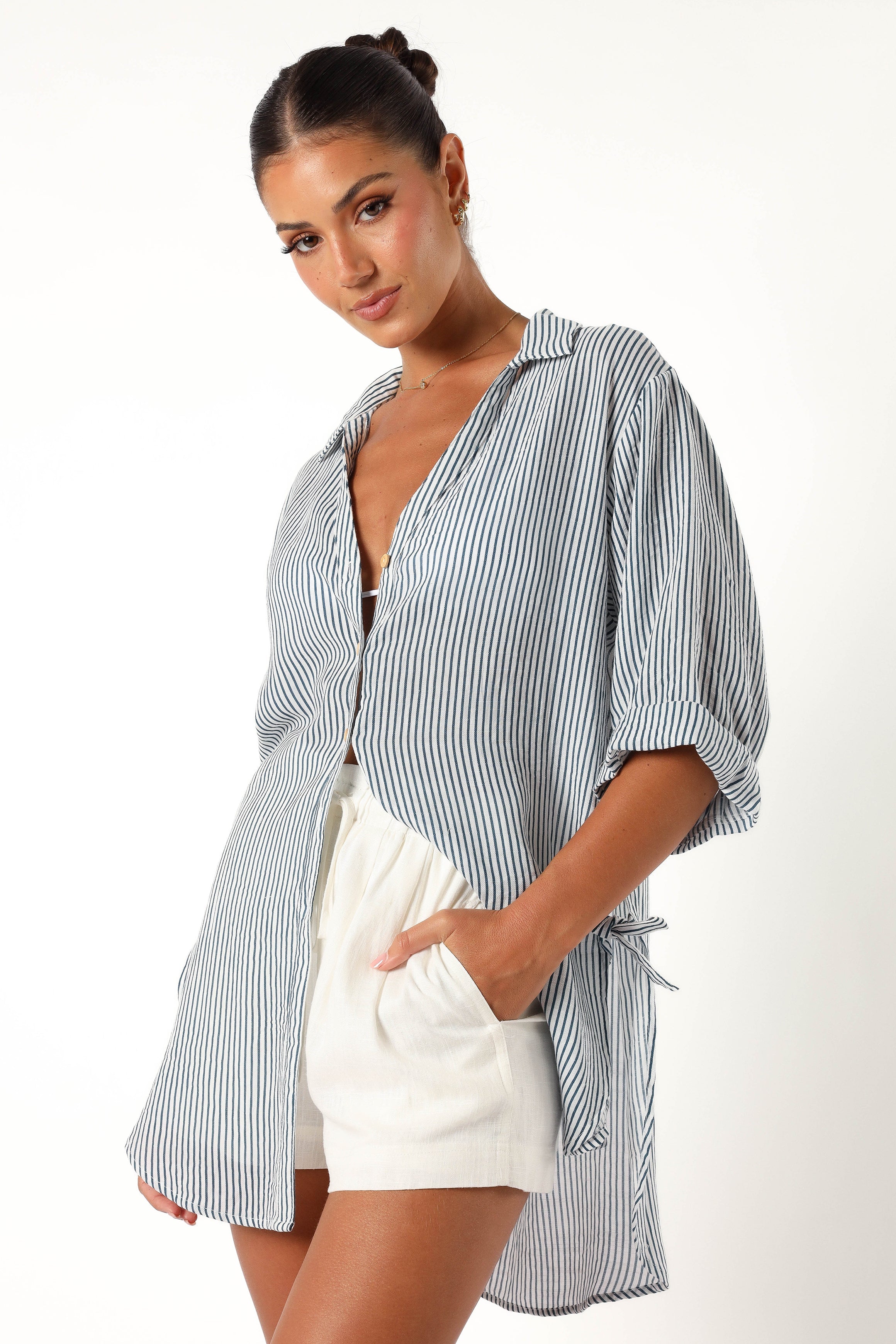 TOPS @Wren Oversized Shirt - Navy